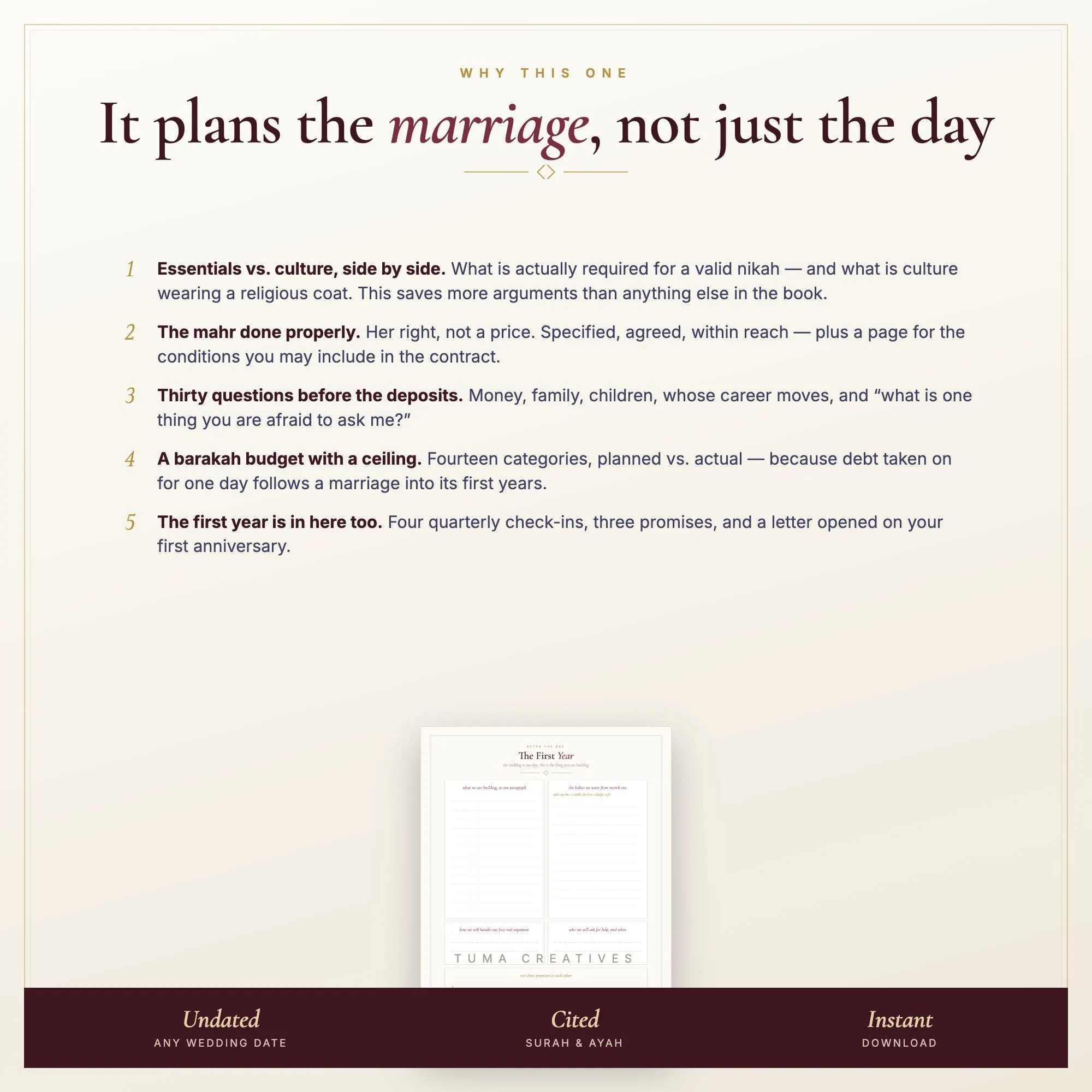 Islamic Nikah Wedding Planner | 38 Pages, Mahr & Walima Checklist (Digital Download) - image 3