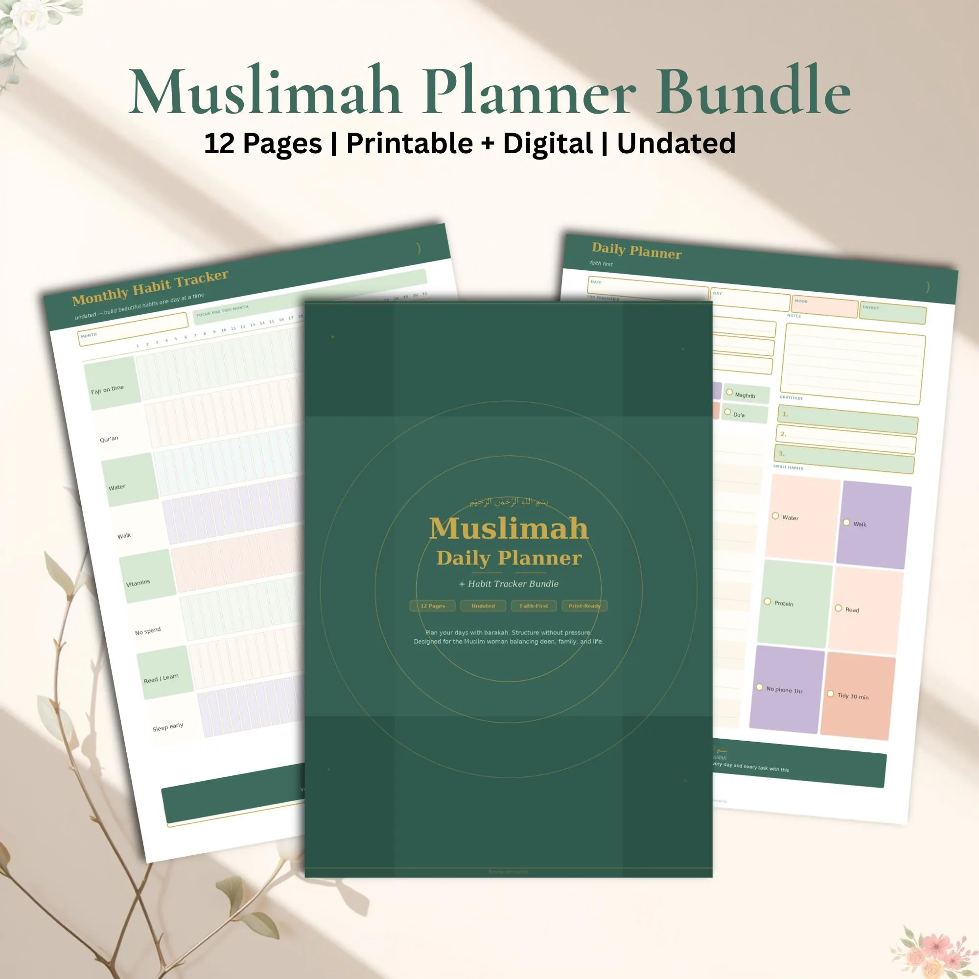 Muslimah Daily Planner | Islamic Habit Tracker (Digital Download)