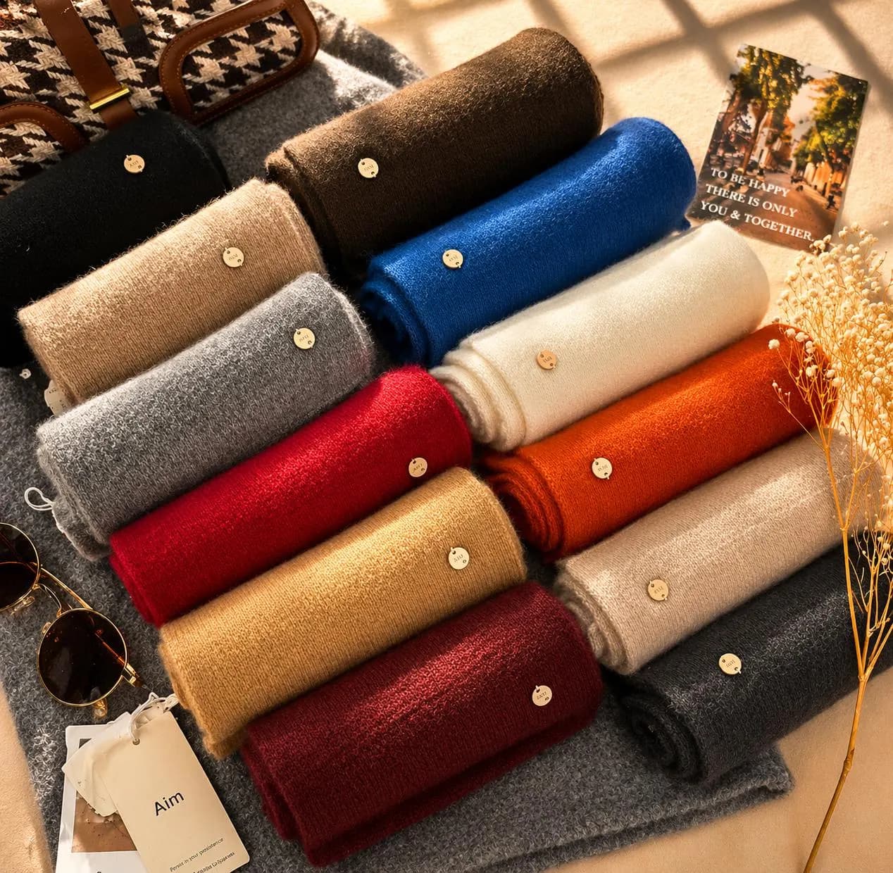 Soft Wool Blend Scarf: Winter Warm Pashmina Style Wrap, Elegant Solid Color Shawl, Gift for Her