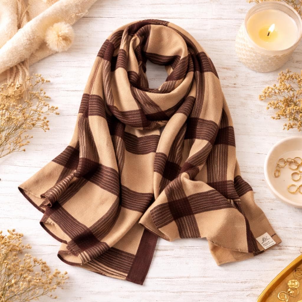 Plaid Cotton Hijab Scarf, Soft Pashmina Shawl Wrap, Lightweight Headscarf, Modest Fashion Everyday Gift - image 5