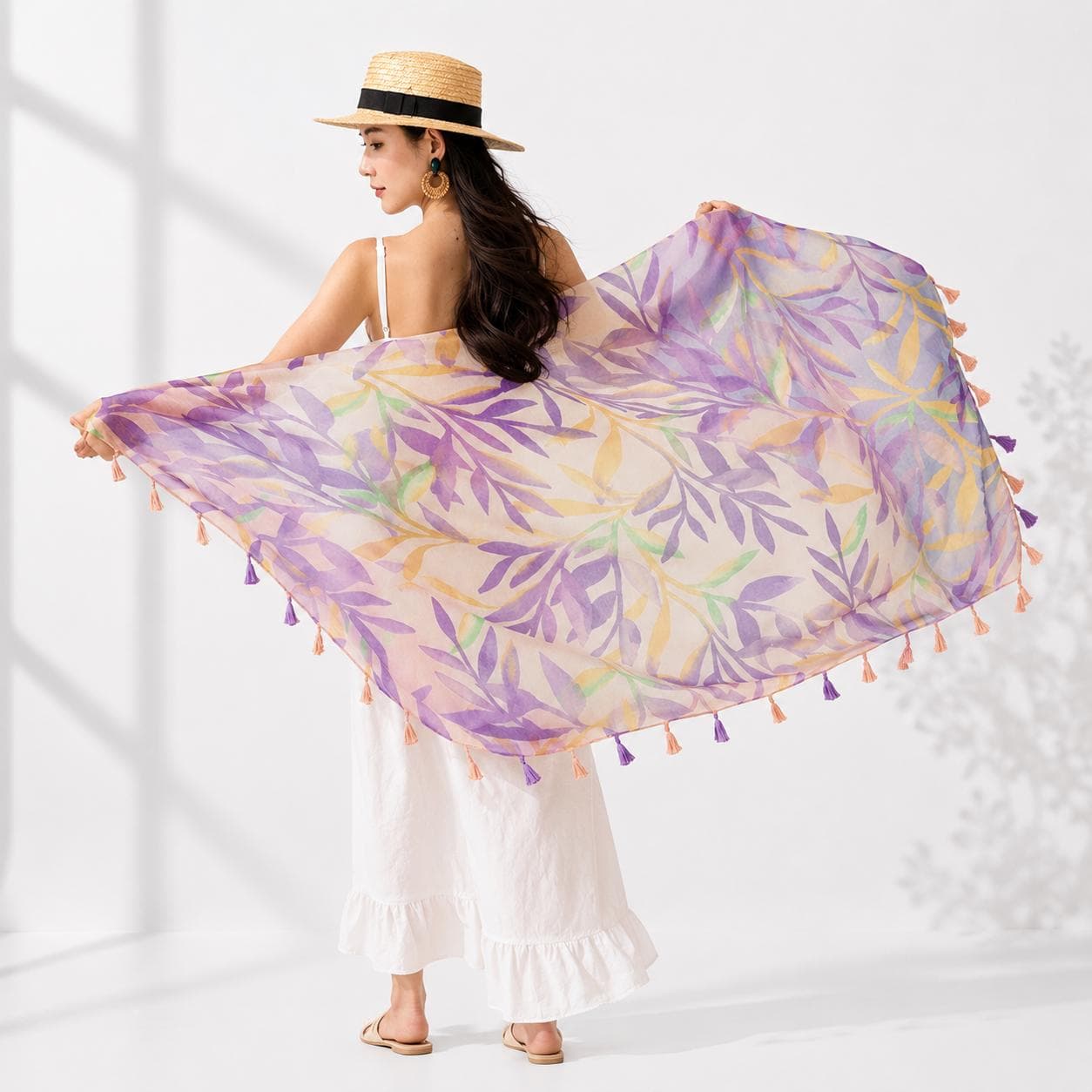Boho Mandala Scarf Shawl, Bohemian Wrap, Festival Knif, Beach Cover Up, Womens Scarf Gift