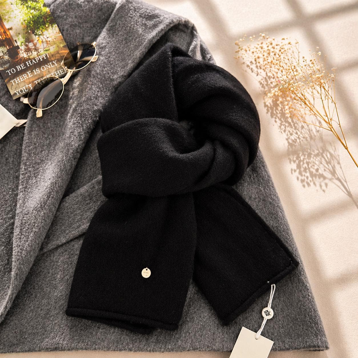Soft Wool Blend Scarf: Winter Warm Pashmina Style Wrap, Elegant Solid Color Shawl, Gift for Her - image 2