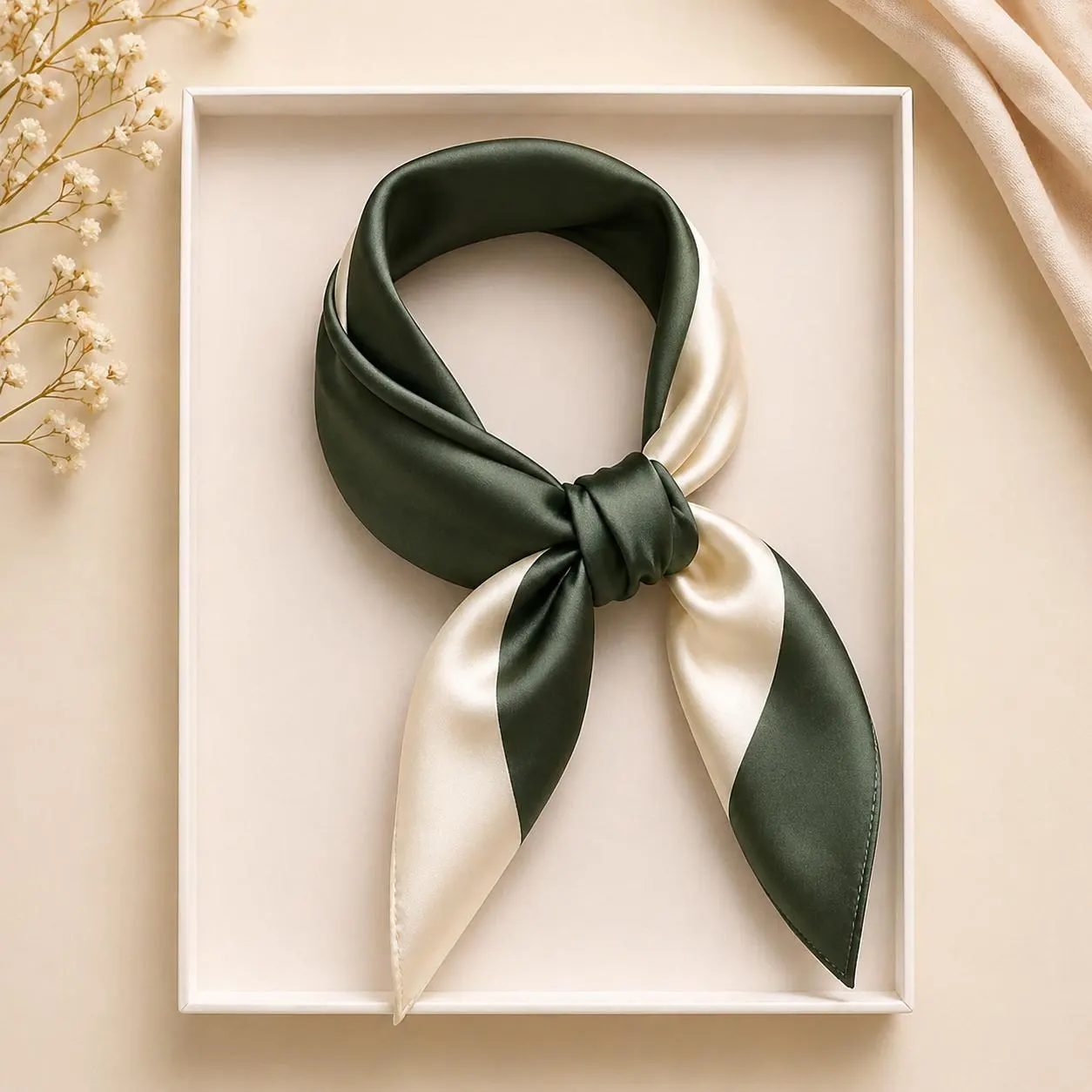 Luxury Satin Silk Scarf, Floral Bandana Hair Wrap, Elegant Square Scarf Gift For Her