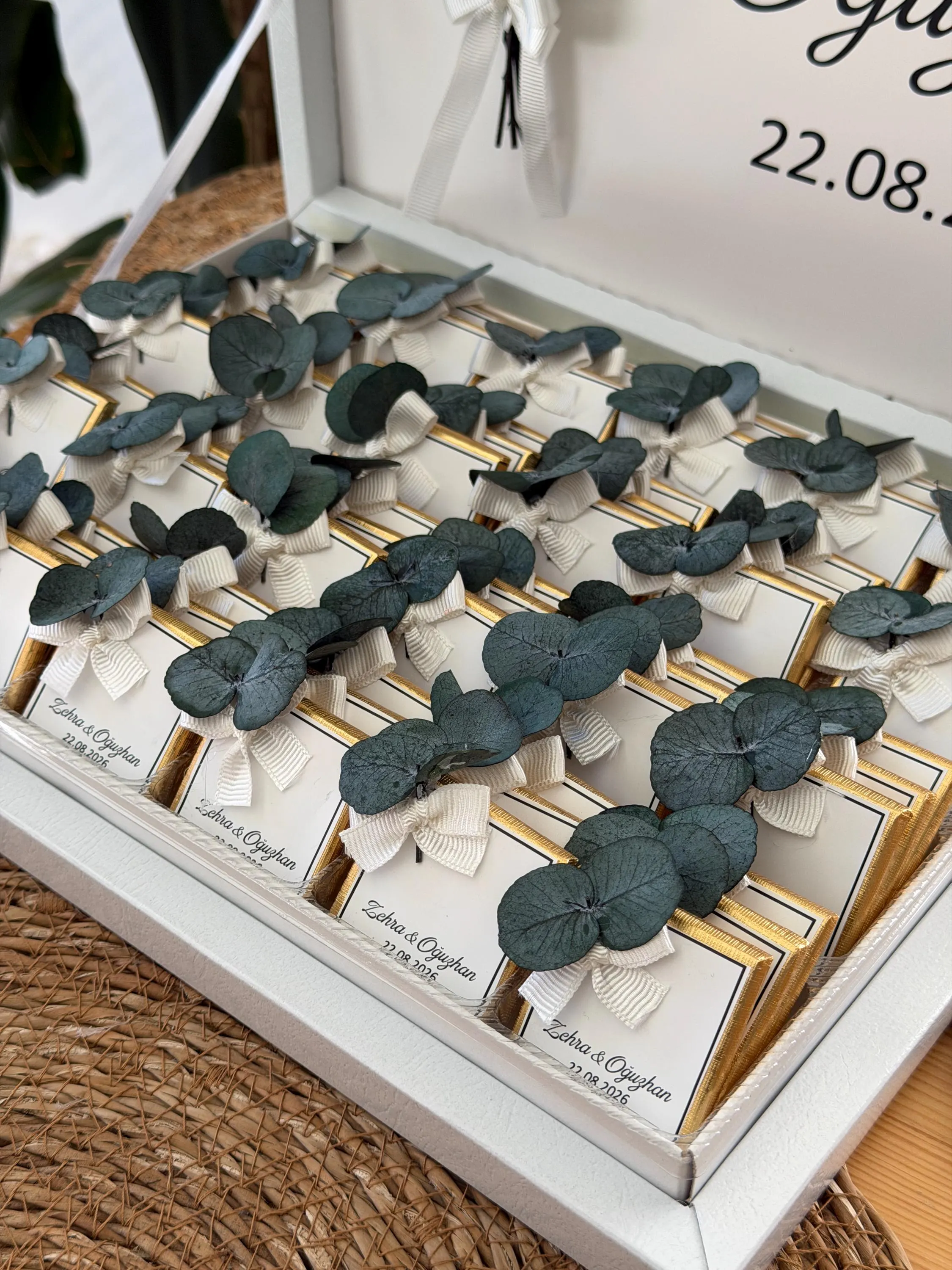 Sage Green Wedding Favors, Eucalyptus Chocolate Box - image 4