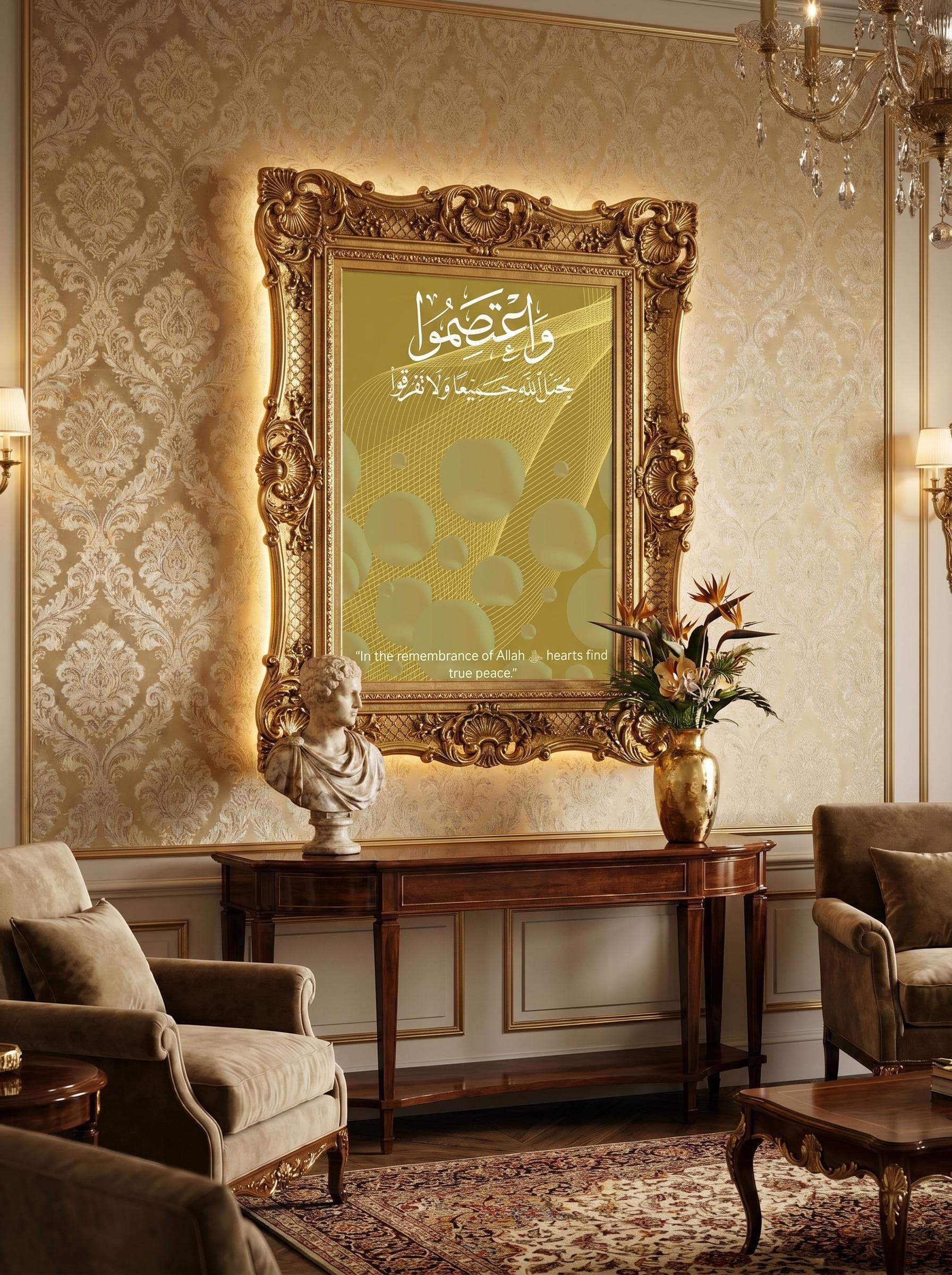 Watasimoo Quran Verse Wall Art, Surah Imran Islamic Calligraphy Print, Gold Muslim Home Decor Gift, Digital Download Printable PNG PDF - image 4