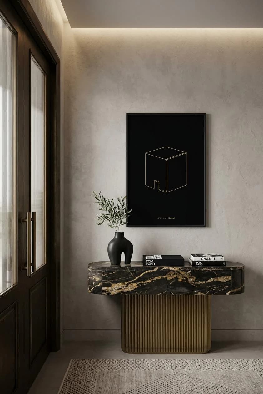 Kaaba Poster - Islamic Wall Art - Makkah Line Art Gold on Black - Minimalist Muslim Home Decor - Islamic Gift - image 3