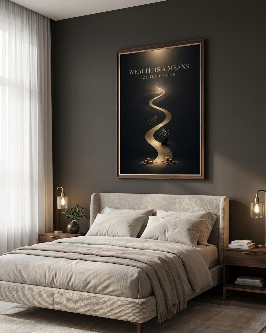 Islamic Wall Art, Wealth Means Not Purpose Poster, Black Gold Office Decor (Digital Download) - image 3