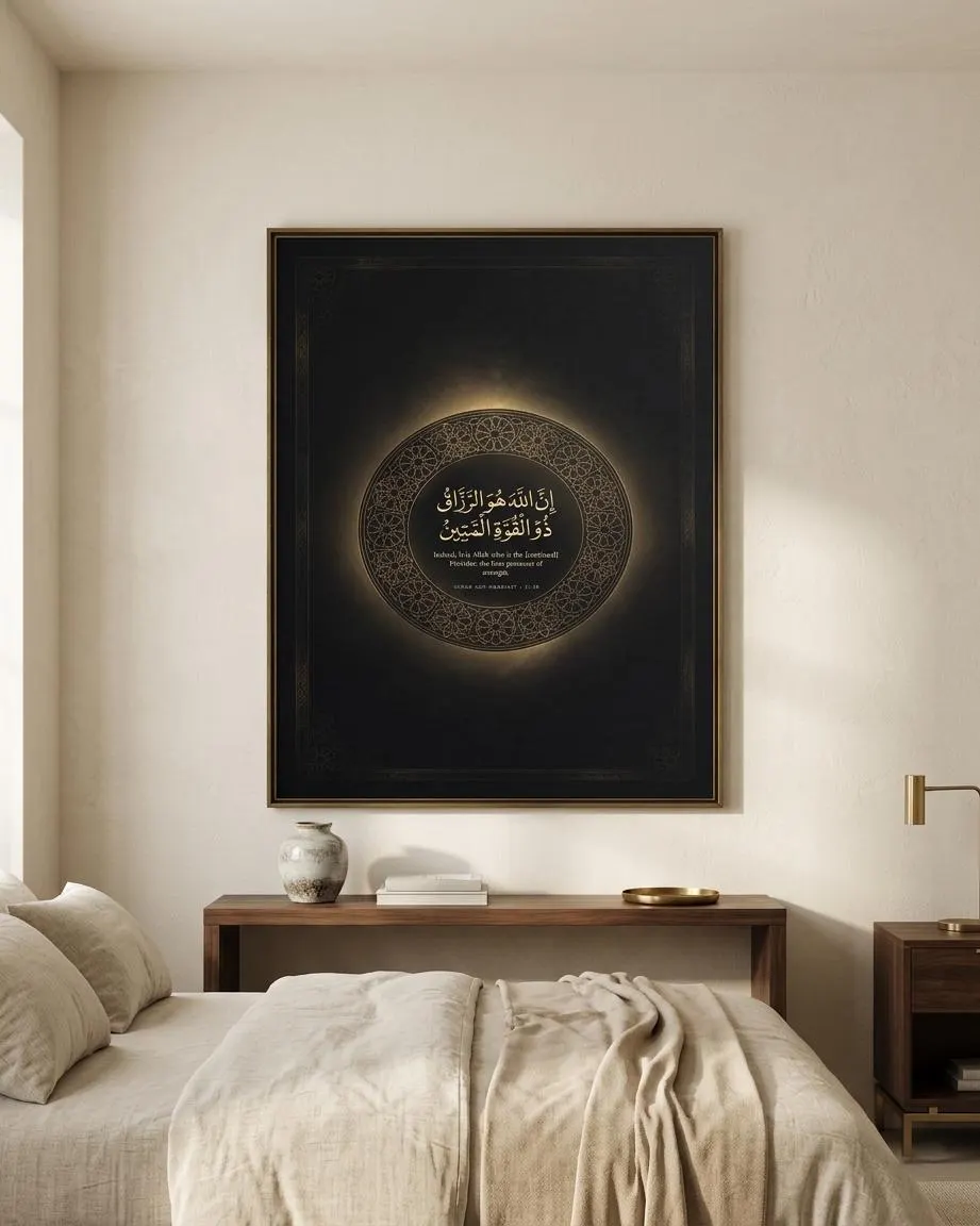 Islamic Wall Art, Quranic Rizq Verse, Black Gold Scripture Print (Digital Download) - image 3