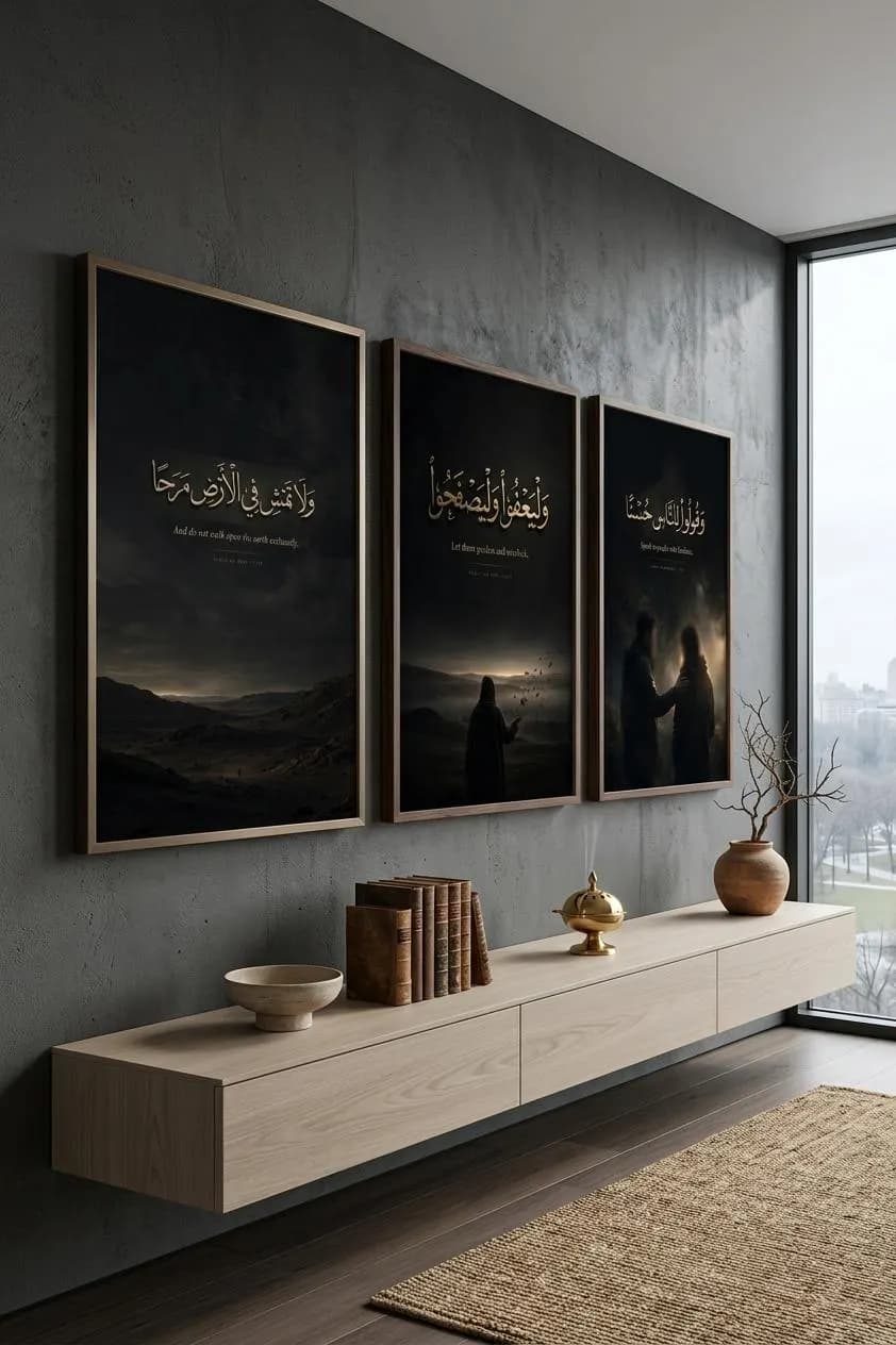 Islamic Wall Art Set, Quran Verse Prints, Arabic Calligraphy, Cinematic Home Decor (Digital Download) - image 5
