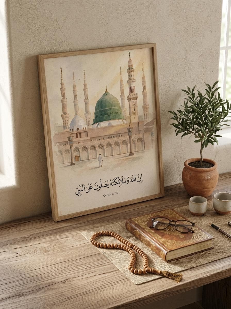 Green Dome Medina Poster | Prophet's Mosque Islamic Wall Art | Masjid an Nabawi