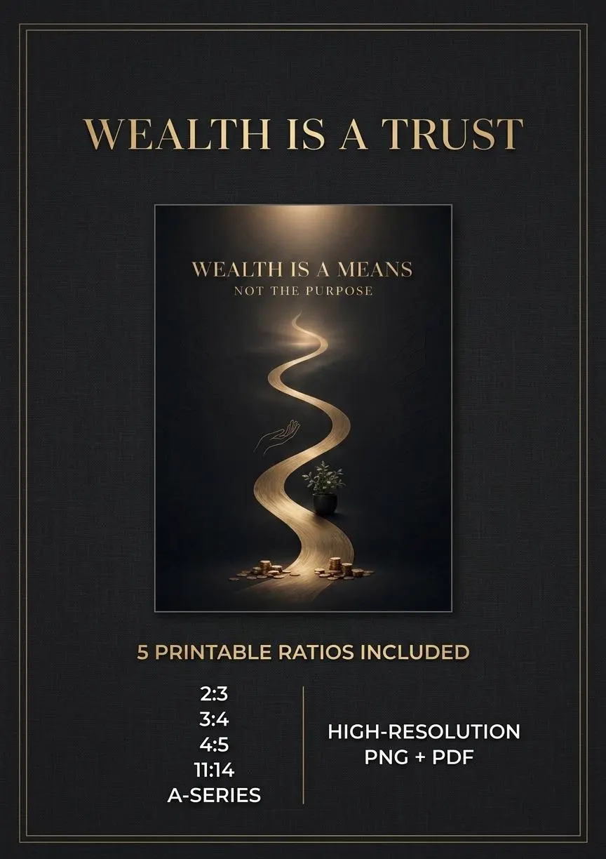 Islamic Wall Art, Wealth Means Not Purpose Poster, Black Gold Office Decor (Digital Download) - image 5