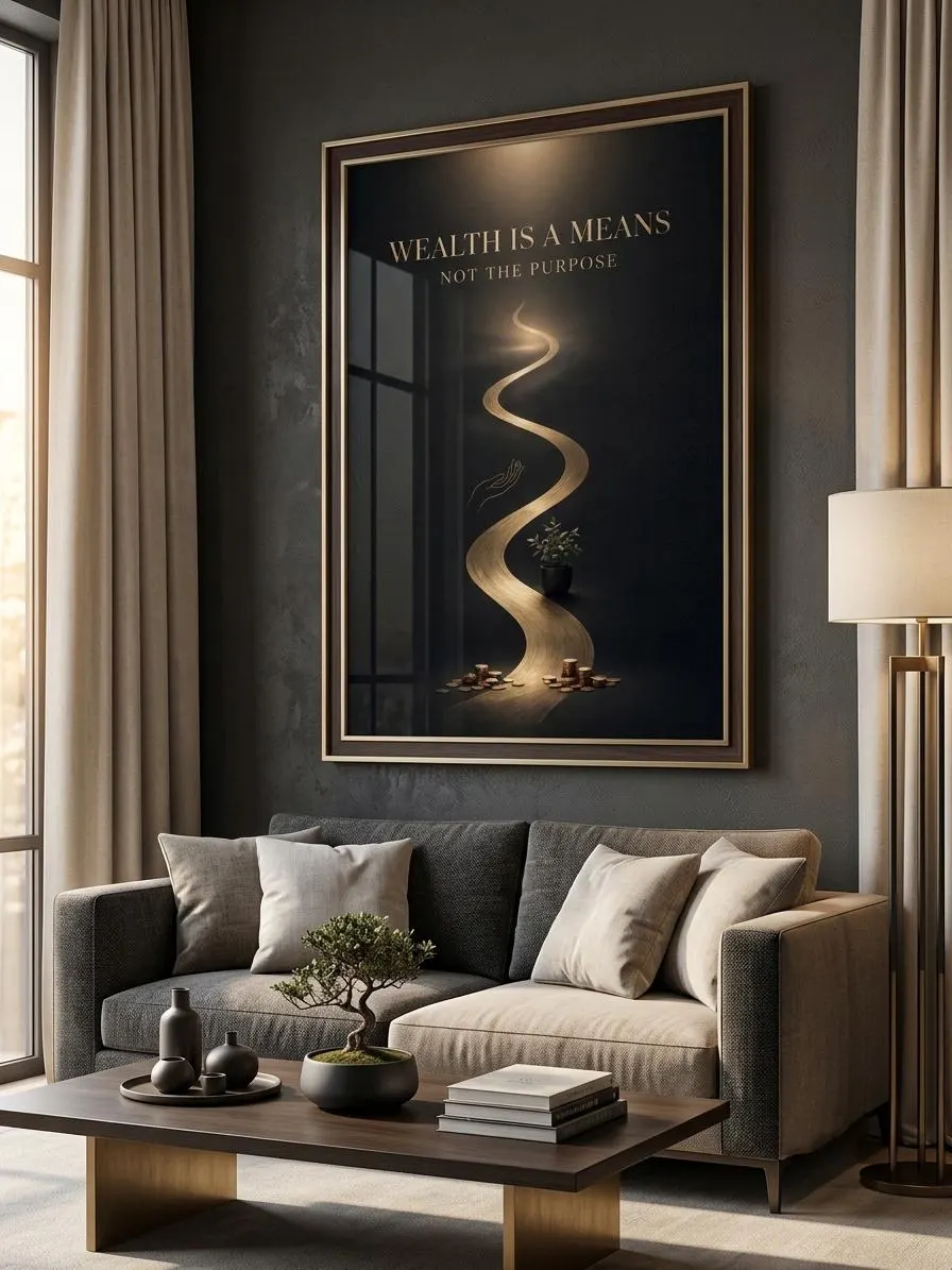 Islamic Wall Art, Wealth Means Not Purpose Poster, Black Gold Office Decor (Digital Download) - image 2