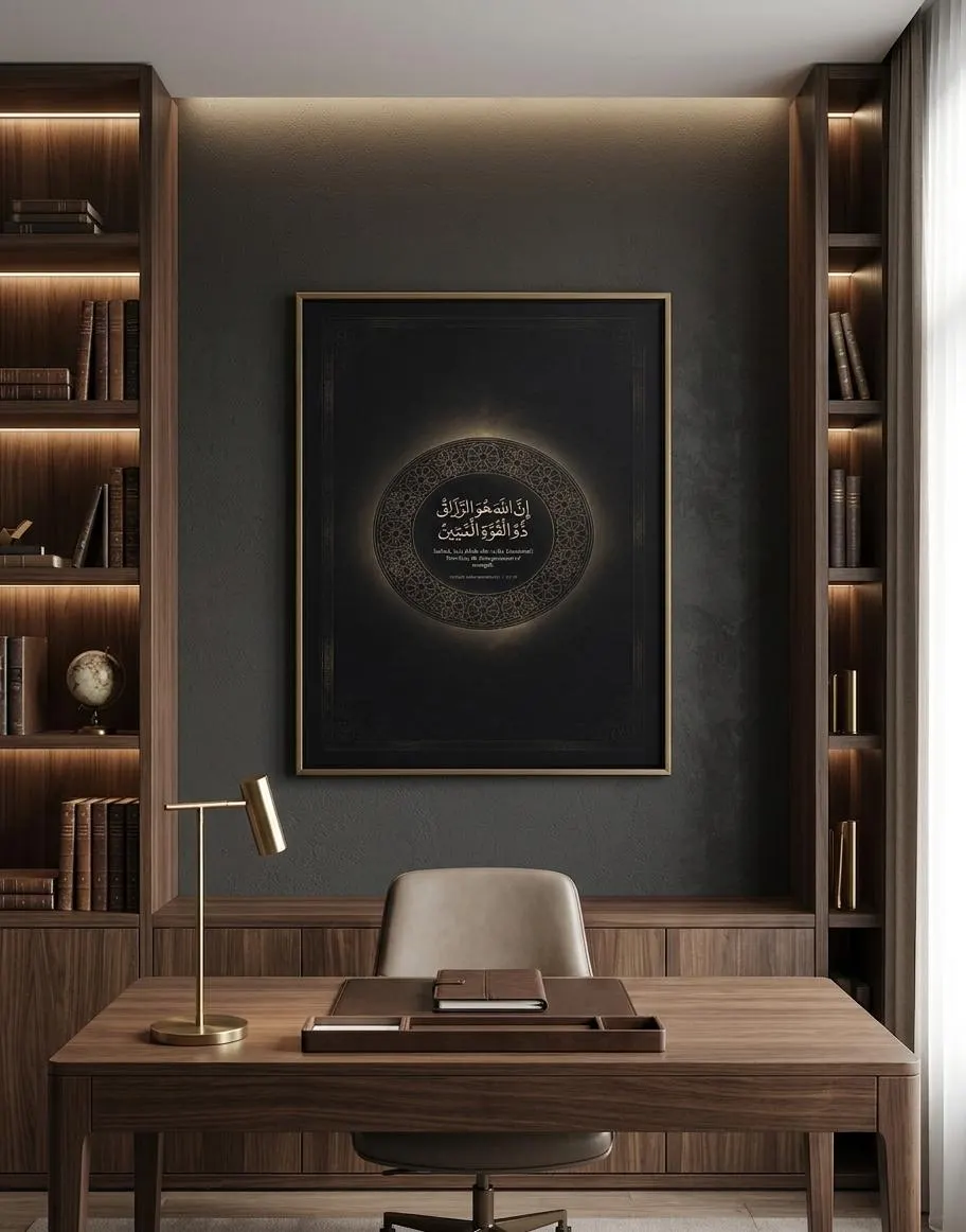 Islamic Wall Art, Quranic Rizq Verse, Black Gold Scripture Print (Digital Download) - image 4