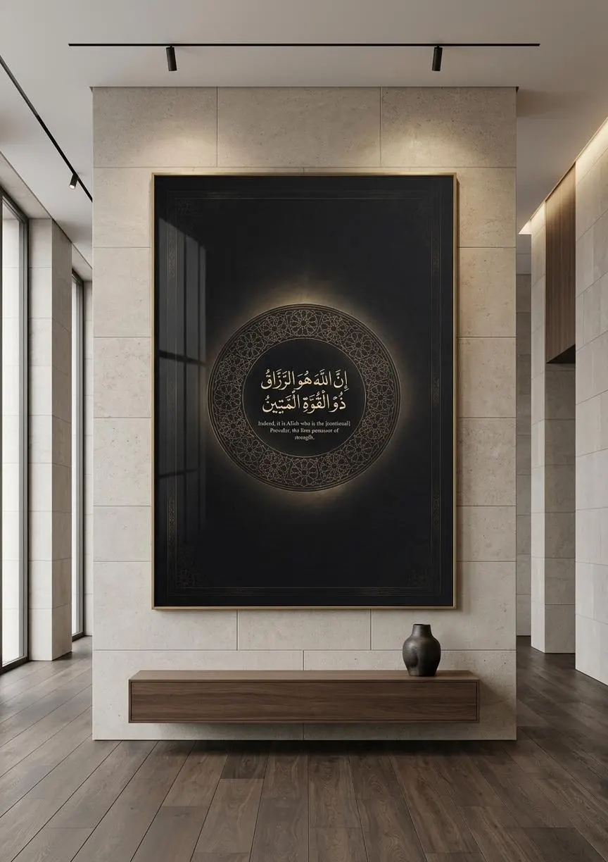 Islamic Wall Art, Quranic Rizq Verse, Black Gold Scripture Print (Digital Download) - image 5
