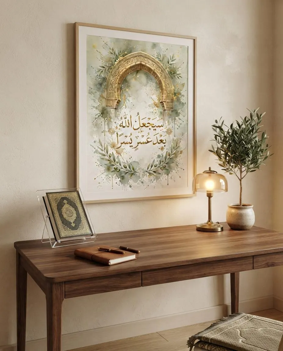 Sage Green & Pink Islamic Wall Art Set of 4 | Watercolor Alhambra Calligraphy - image 3