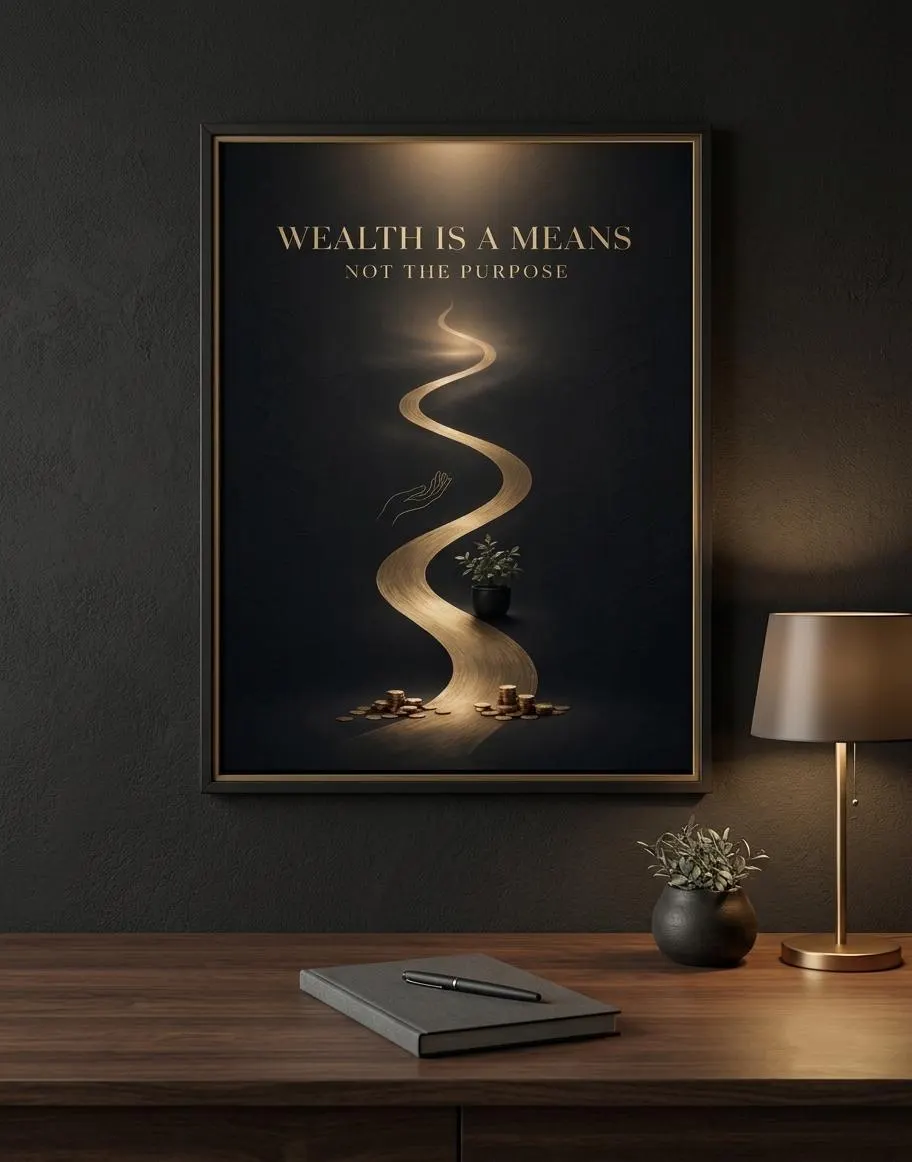 Islamic Wall Art, Wealth Means Not Purpose Poster, Black Gold Office Decor (Digital Download) - image 4