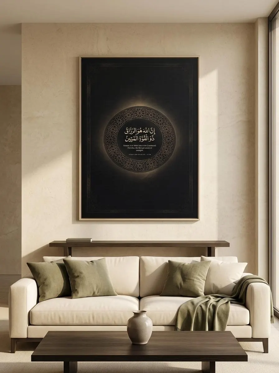 Islamic Wall Art, Quranic Rizq Verse, Black Gold Scripture Print (Digital Download) - image 2