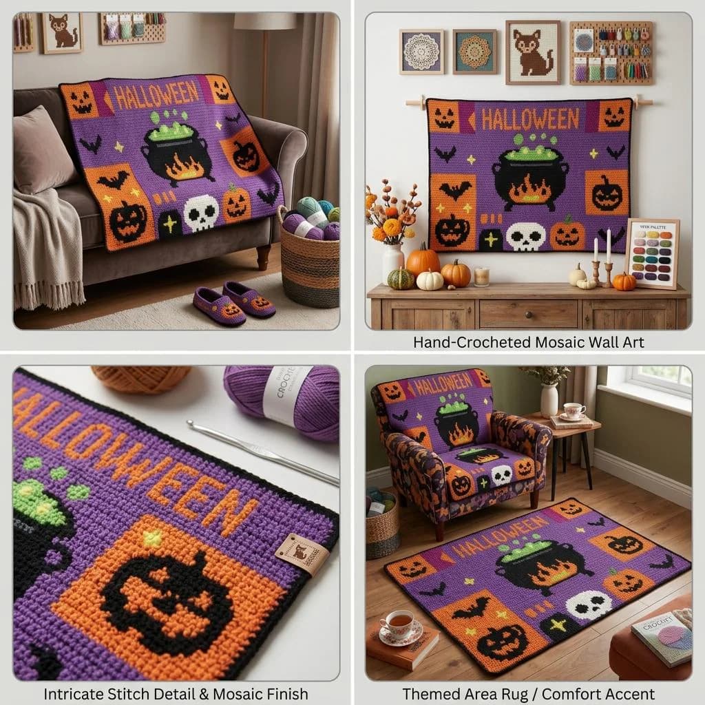 Crochet Tapestry Pattern, Tapestry Crochet Colorwork Pattern, Crochet Chart Pattern, Single Crochet Colorwork PDF - image 4