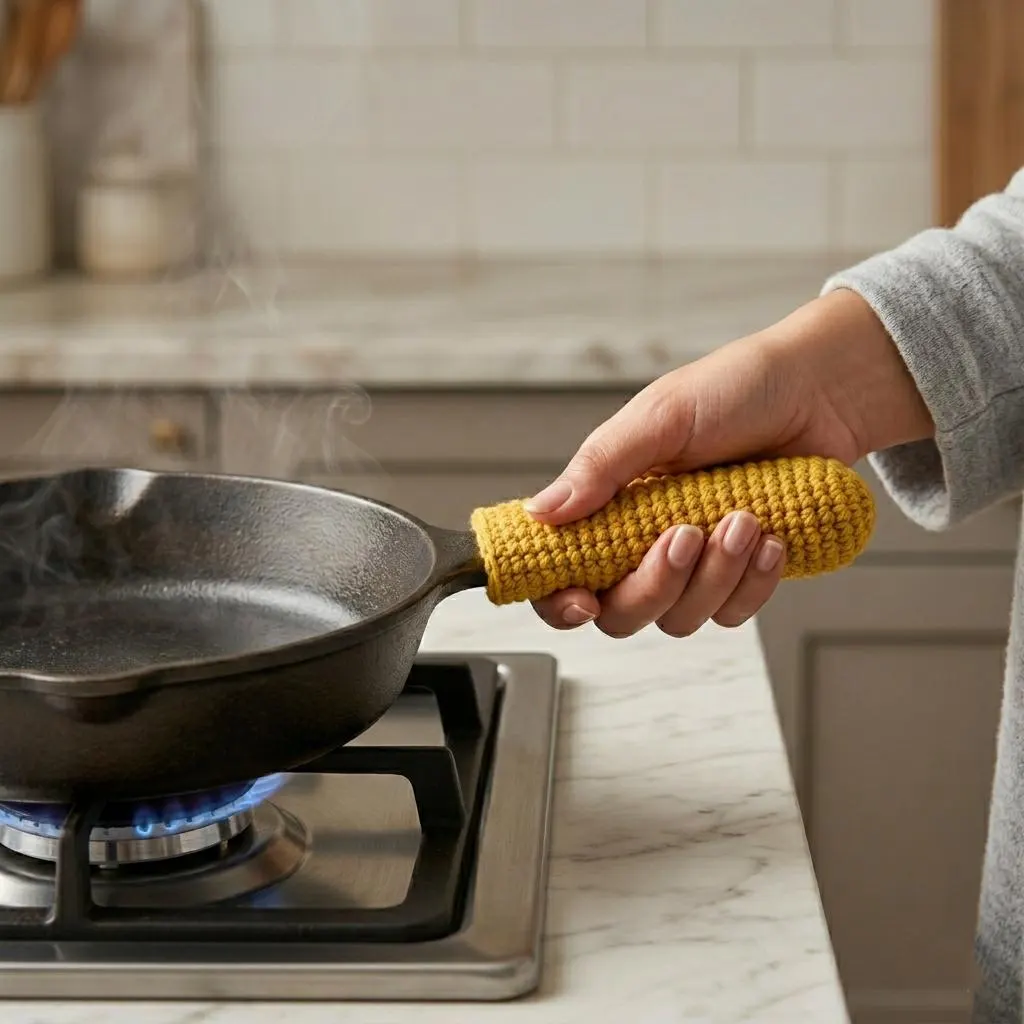 Crochet Pan Handle Cover, Cotton Heat Resistant Cozy, Kitchen Gift - image 3