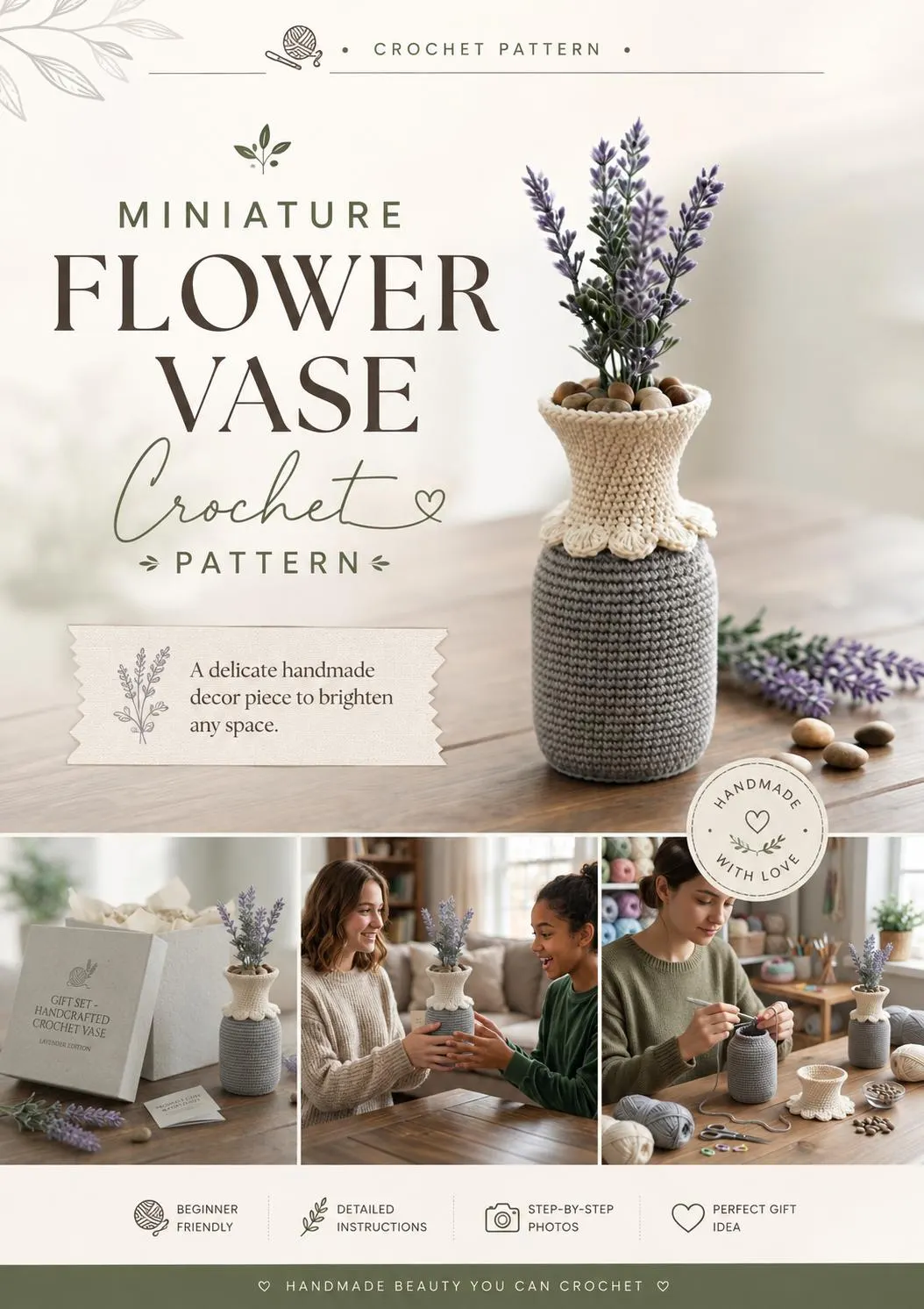 Tiny Flower Vase Crochet Pattern PDF, Crochet Mini Vase, Home Decor Pattern, Tiny Vase Crochet Pattern - image 3