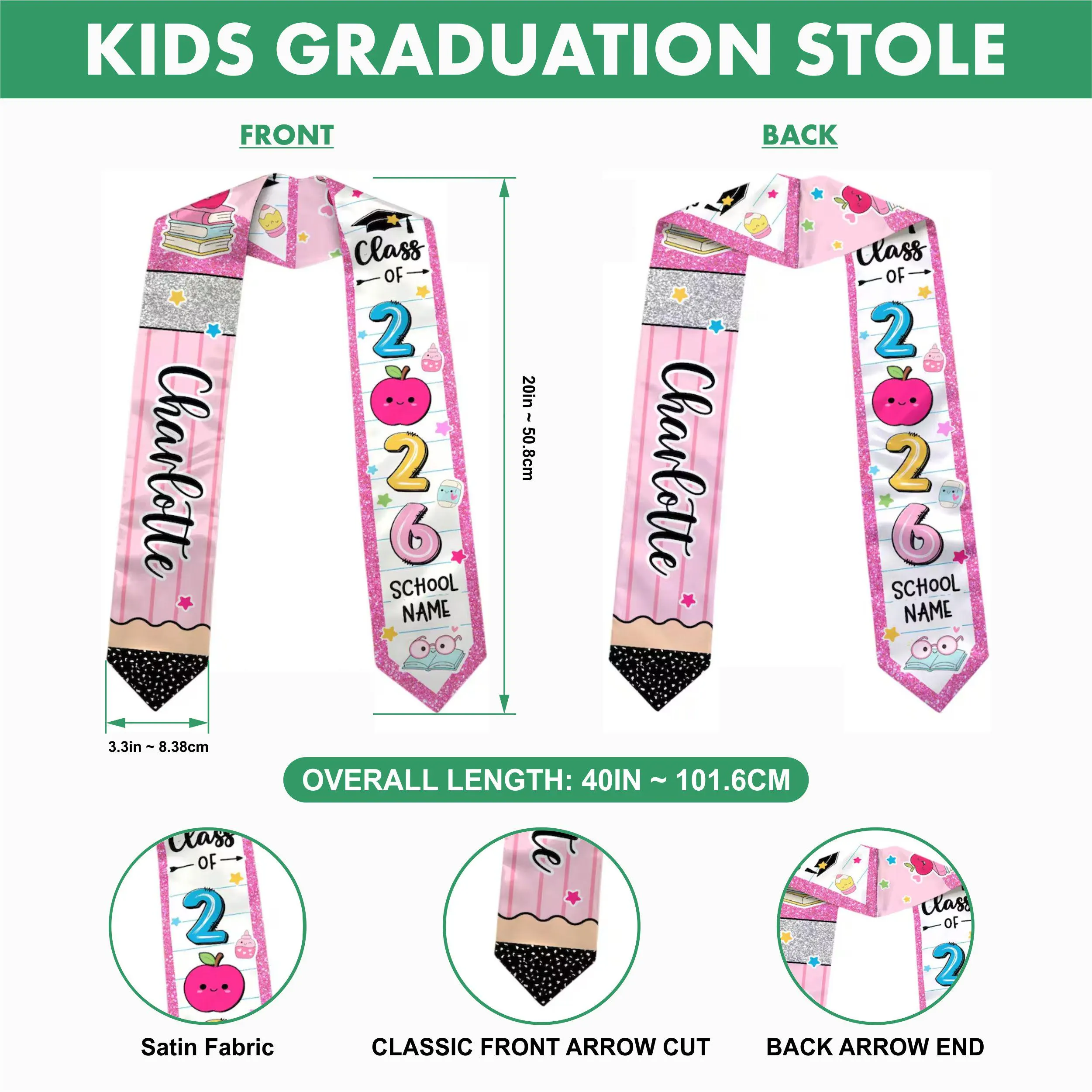 Custom TWU Nursing Graduation Stole, Personalized Texas Woman's University Sash, Maroon Nursing Graduate Gift, Custom Name Grad Sash 2026 - image 3