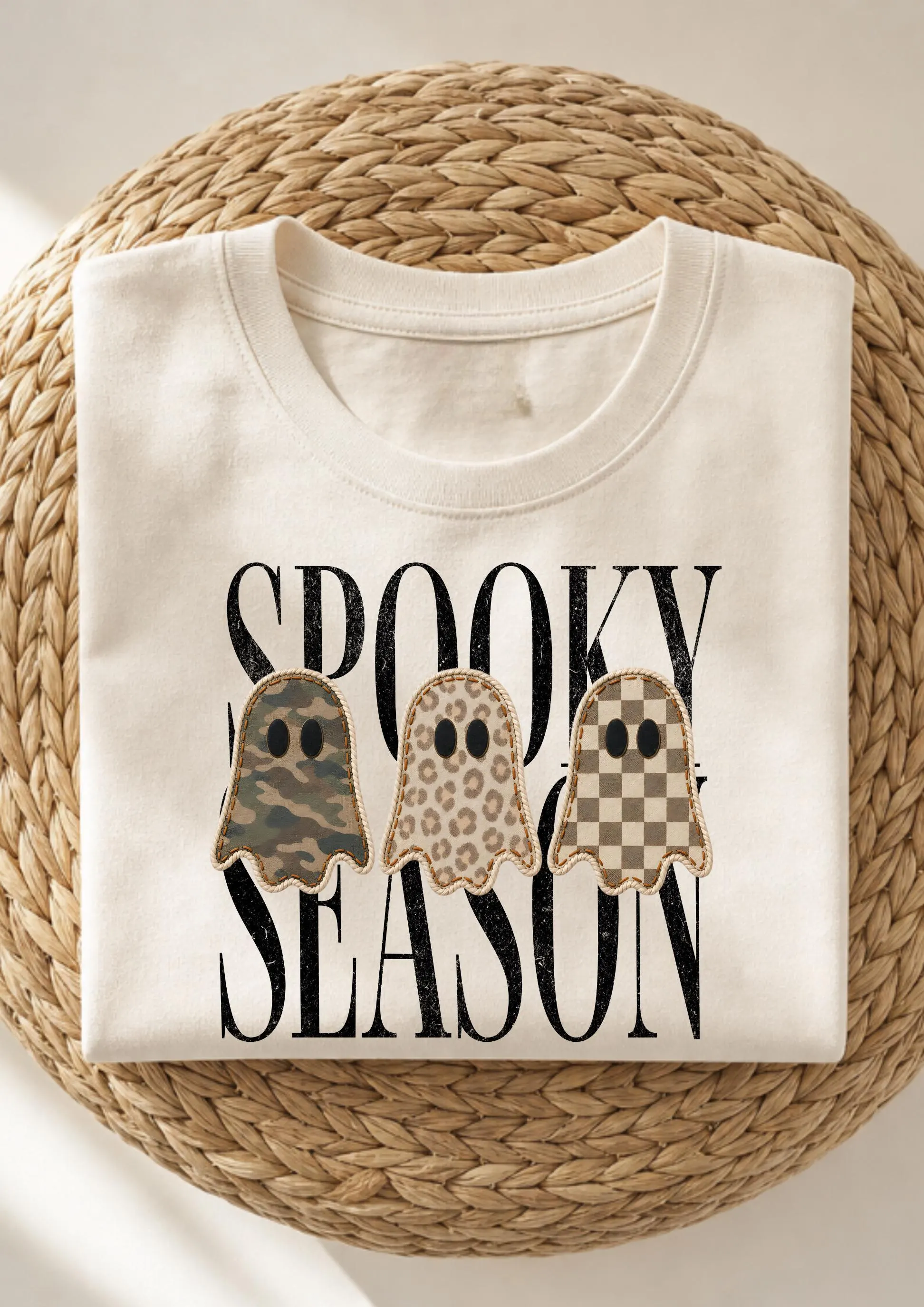 Spooky Season Shirt, Summerween Shirt, Halloween Shirt, Cute Ghost Tee, Patterned Spooky Month Top, Polka Dots Spooky Season Shirt