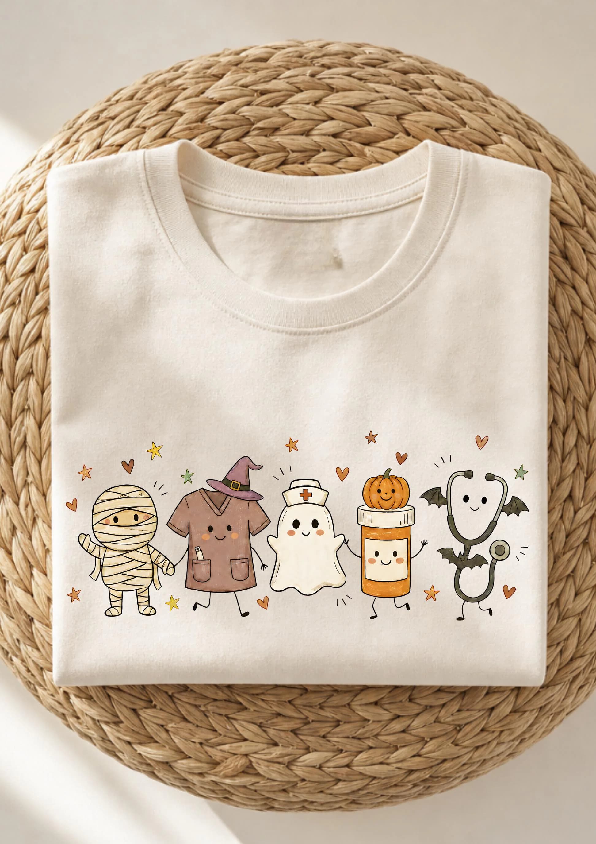 Nurse Halloween Shirt, NICU ER Cardiac Nurse Halloween TShirt, Ghost Skeleton Nurse Doodle Top, Retro Nurse Practitioner School Nurse Gift