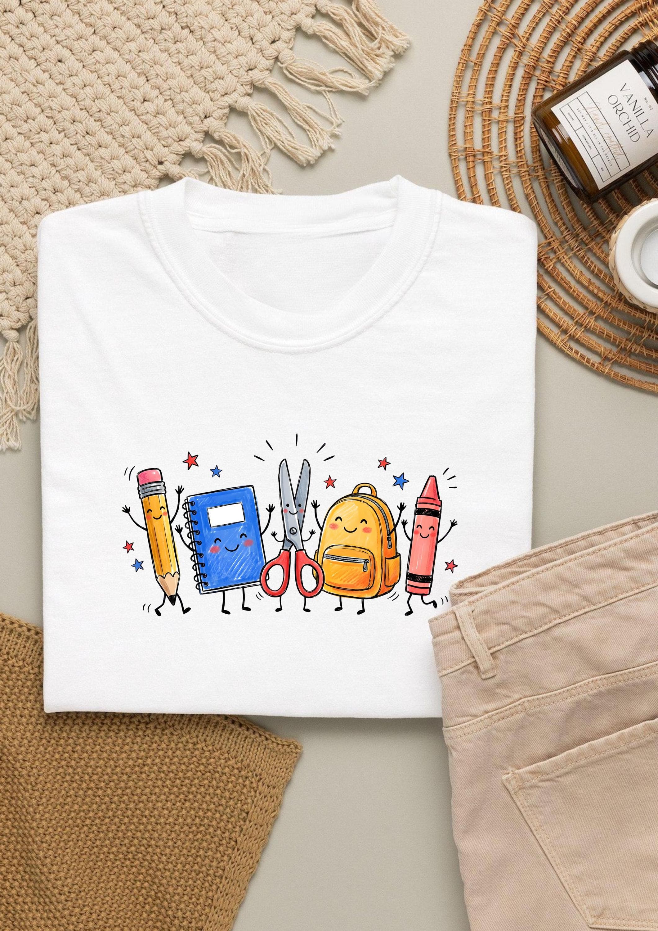 Teacher Shirt Back to School Gift, Kindergarten Teacher Gift, Cute School Supplies Teacher Shirt, Doodle Shirt