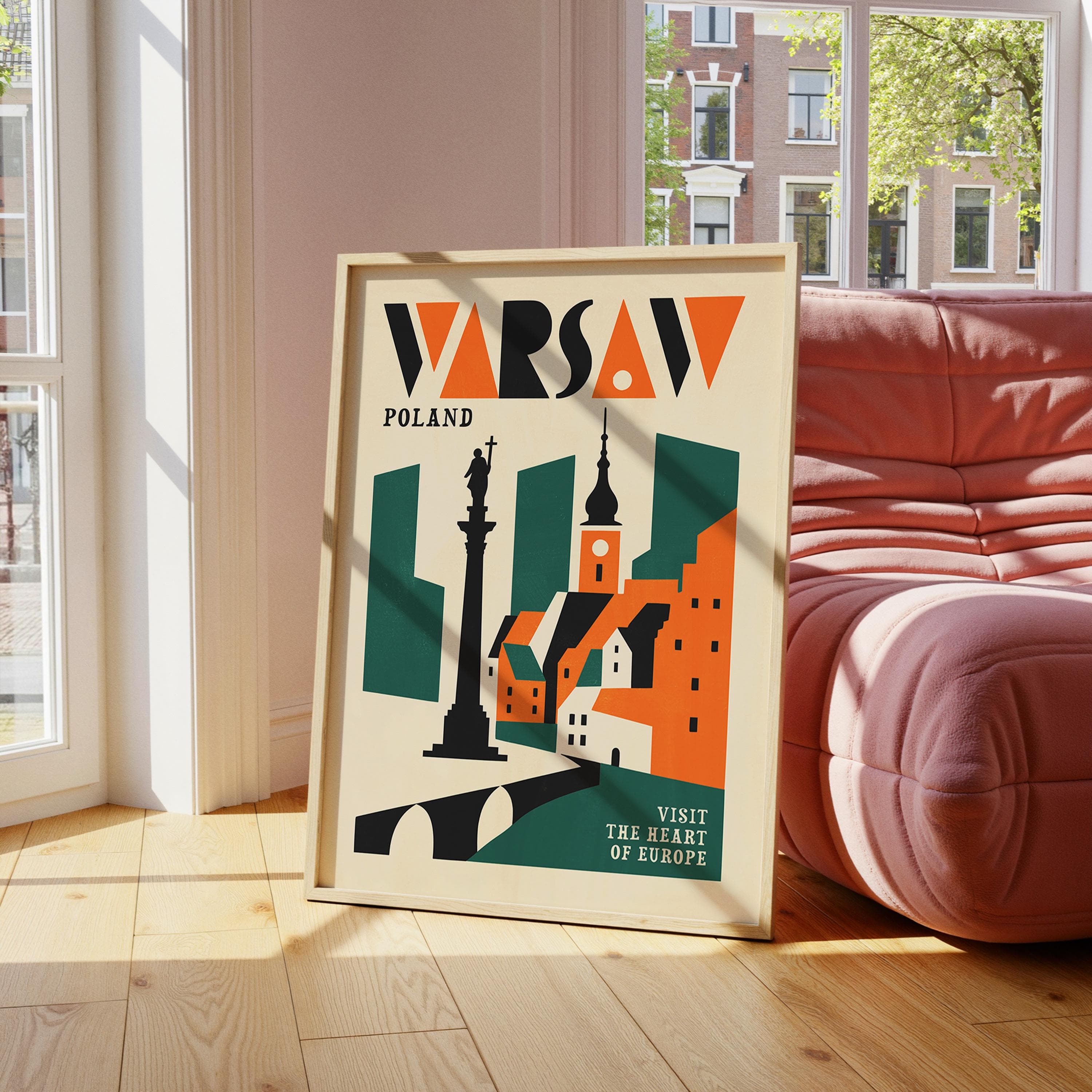 Warsaw Poland Travel PRINTABLE Poster, Retro Europe Digital Download Print, Polish Home Wall Decor - image 5