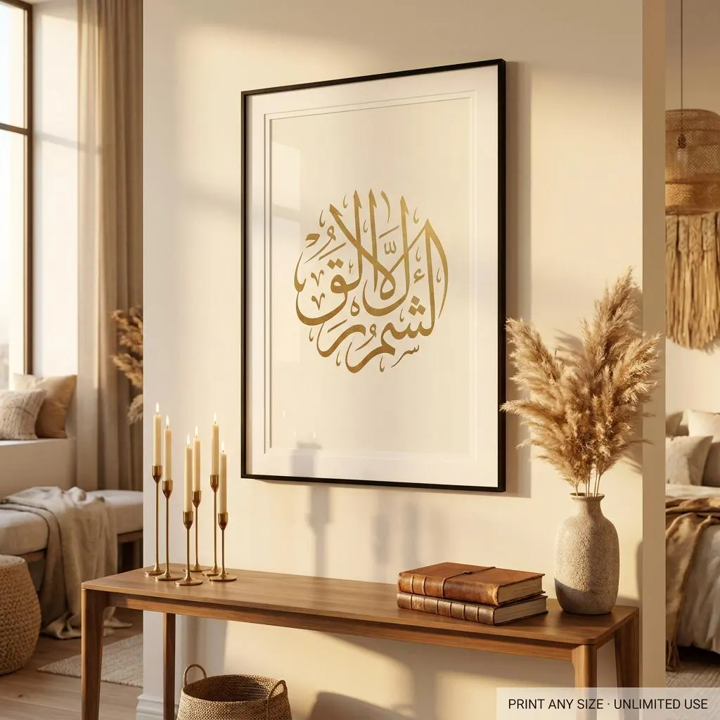 Arabic name calligraphy framed wall art luxury living room boho home decor print