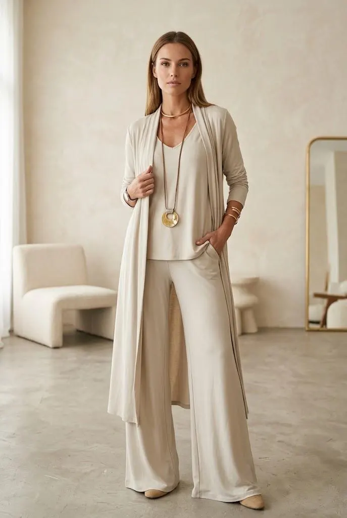 Women 3 Piece Outfit V Neck Top Pants Long Jacket Set Elegant Office Lady Spring Autumn Casual Matching Set Stylish Streetwear Workwear - image 5