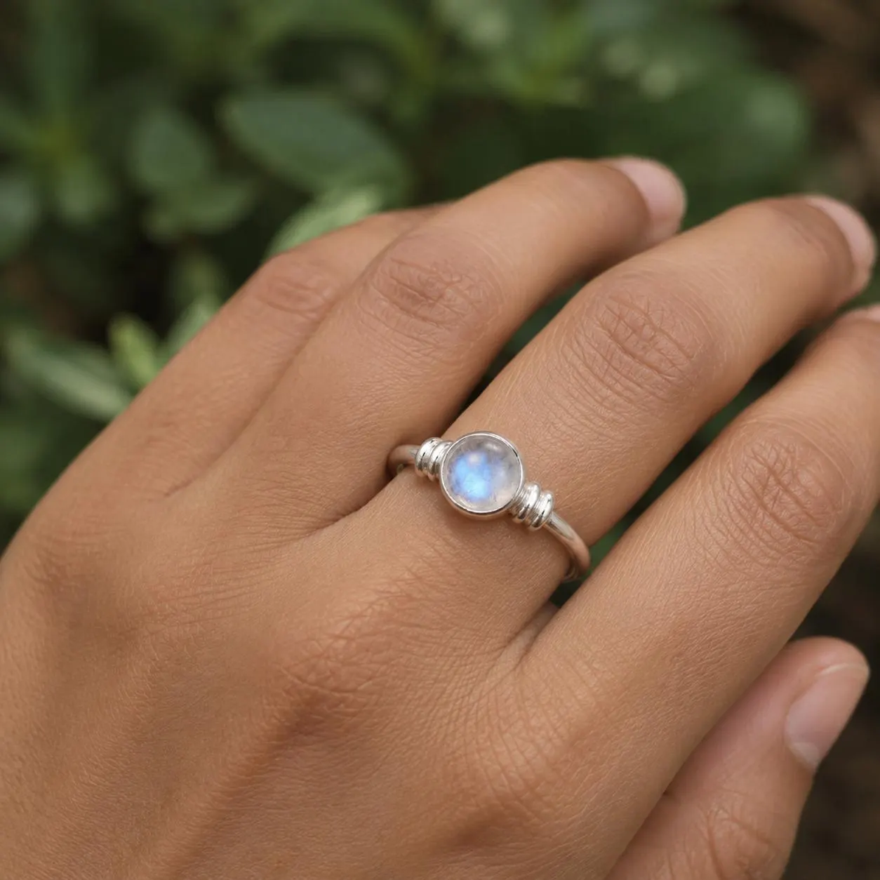 Natural Moonstone Ring 925 Sterling Silver, Handmade Promise Ring, Delicate Moonstone Solitaire Ring, Minimalist Statement Rings Jewelry - image 4