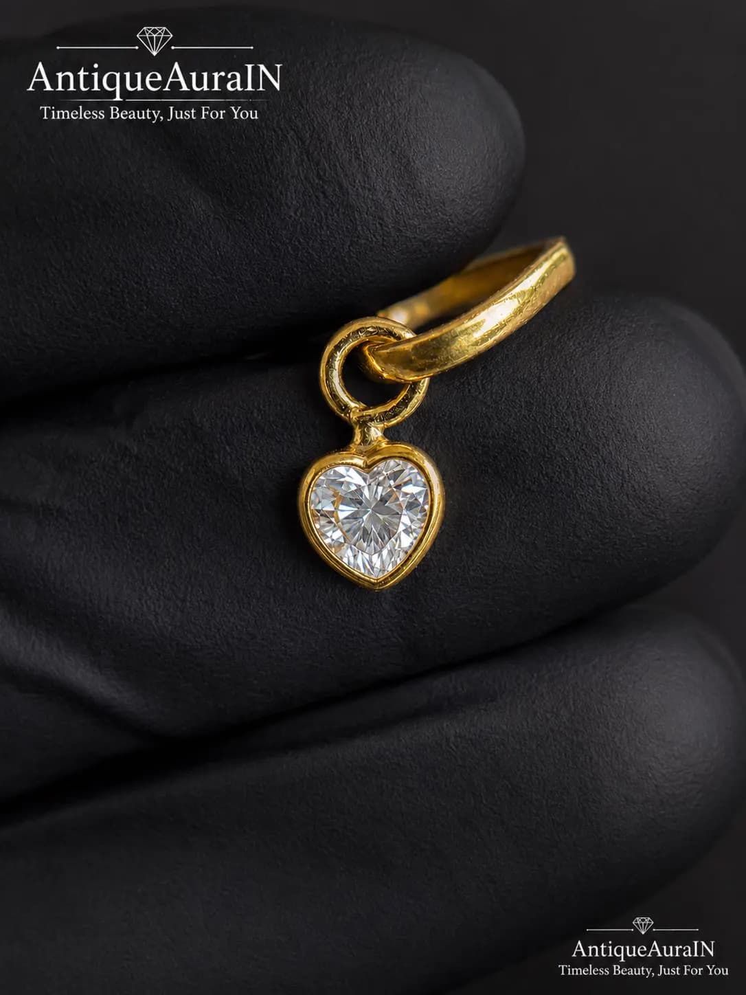 Heart Moissanite Charm, Dainty Gold Bezel Pendant, Heart Shaped Drop Charm for Hoop Earrings, Minimalist Romantic Gift for Her - image 3