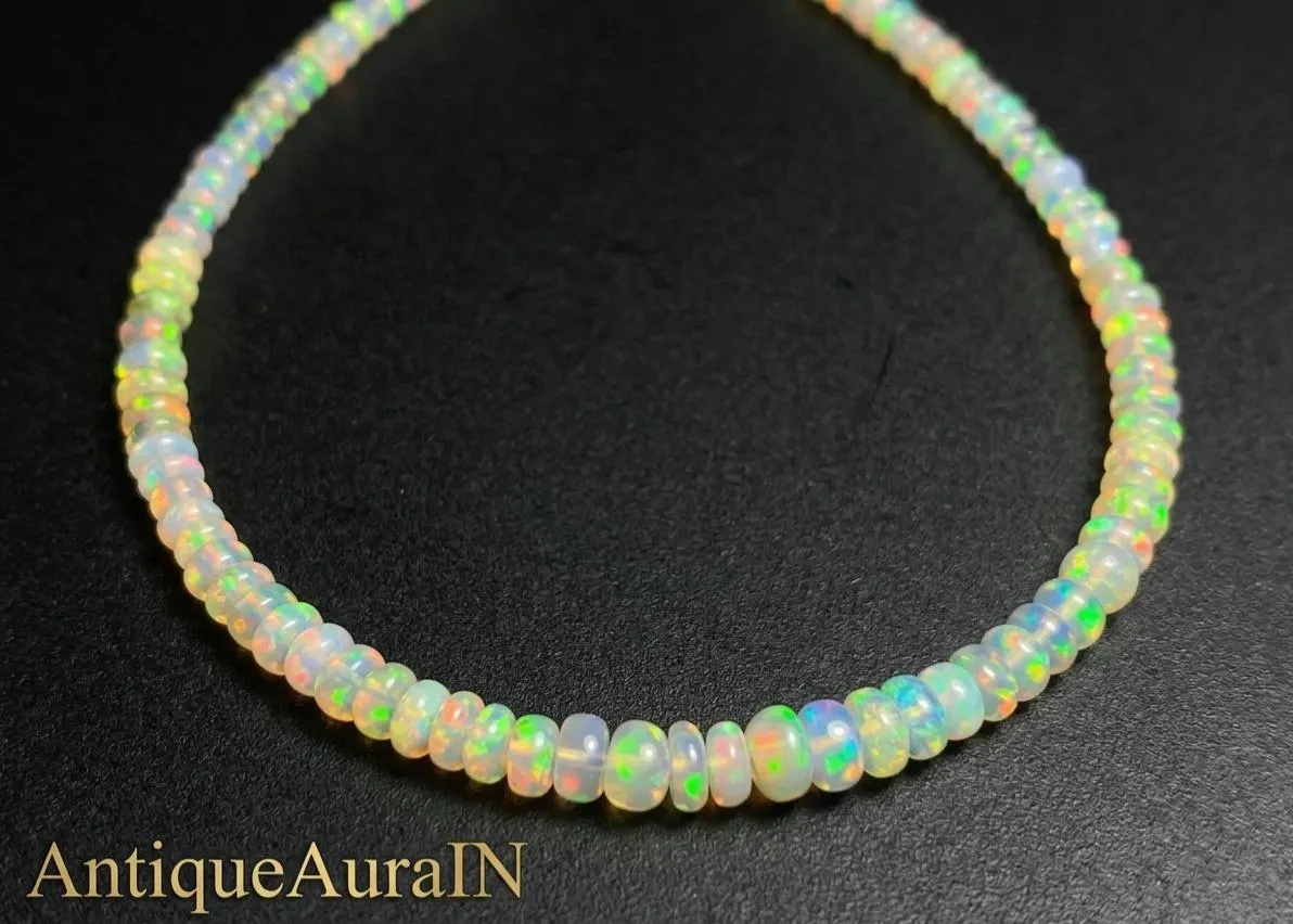 Natural Ethiopian Opal Beaded Bracelet, Handmade Opal Bracelet, Welo Fire Opal Beads Bracelet, Multi Fire Opal Rondelle Beads Jewelry Making - image 3