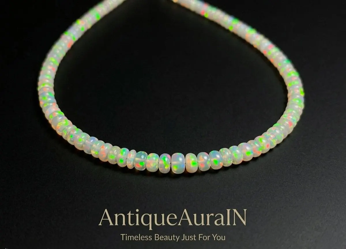 Natural Ethiopian Opal Beaded Bracelet, Handmade Opal Bracelet, Welo Fire Opal Beads Bracelet, Multi Fire Opal Rondelle Beads Jewelry Making - image 4