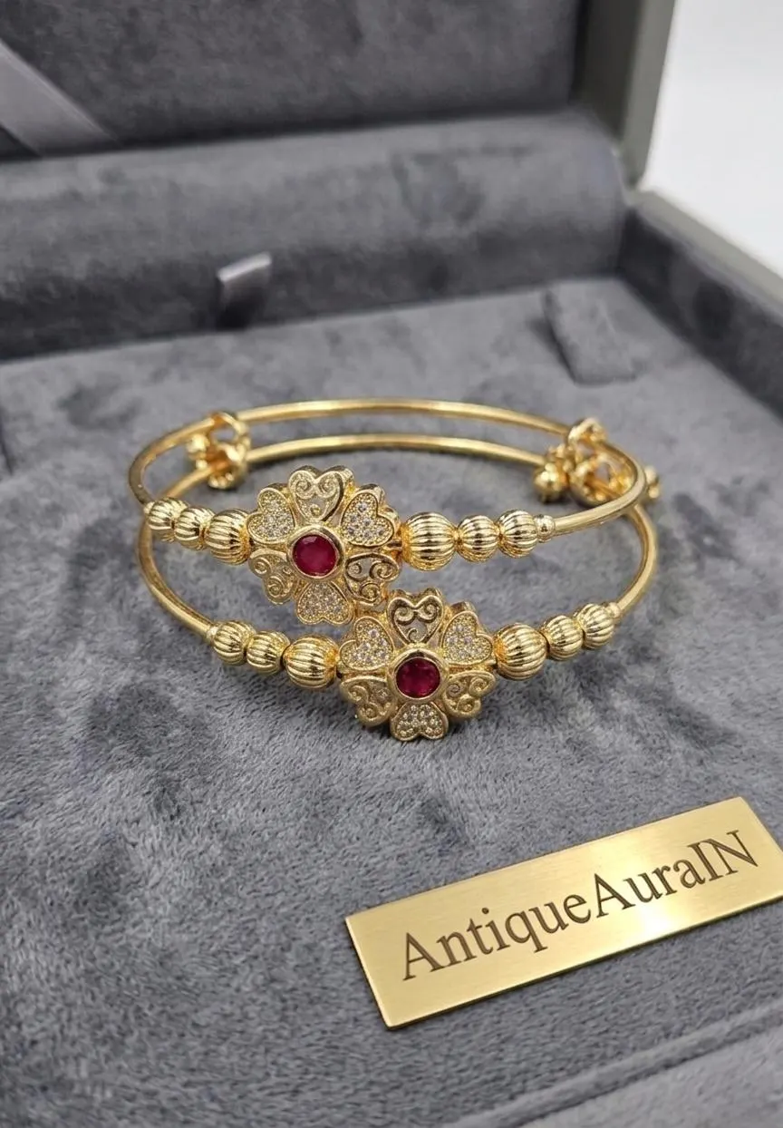 AAA Quality Jewelry Set, Pendant Earrings Or Bangles Bridal Jewelry Set, Ruby Red Stone Necklace Pendant, Gold Tone Filigree Jewelry For Her - image 5