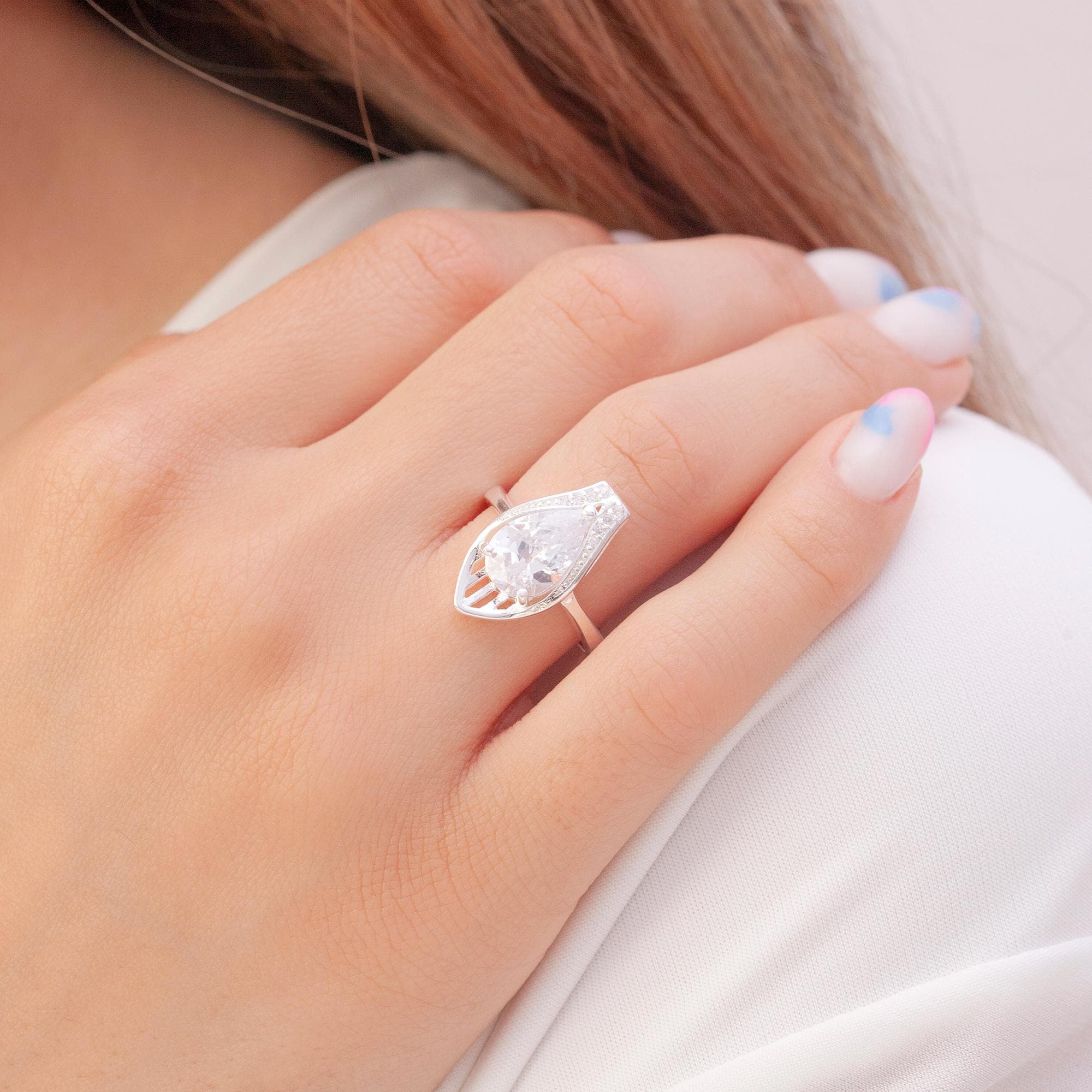 925 Sterling Silver Zircon Ring, Elegant Promise Anniversary Ring for Women - image 3