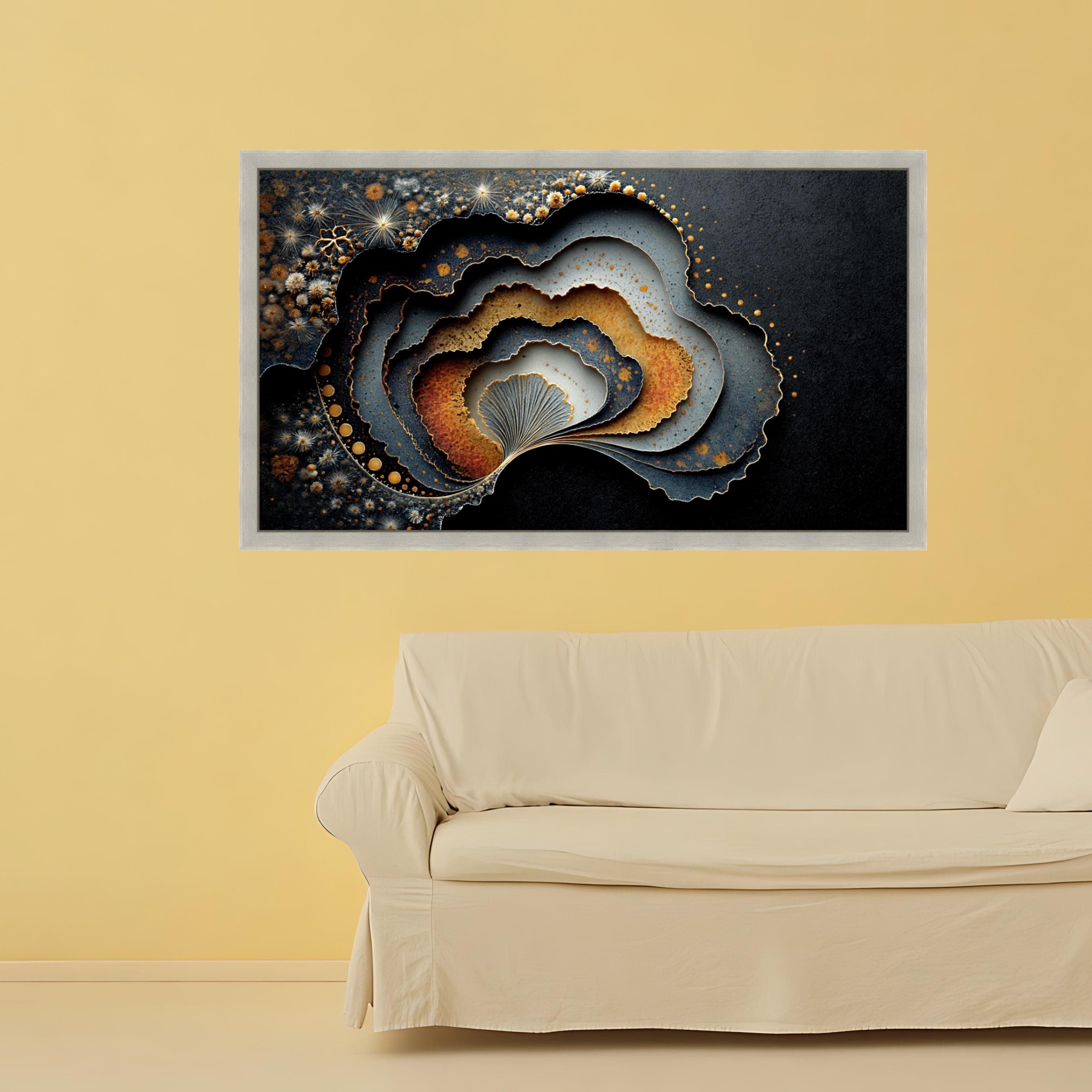 Abstract Geode Layers Canvas, Metallic Gold and Blue Wall Art, Modern Home Decoration, Organic Shape Canvas Design, Ready to Hang Artwork - image 5