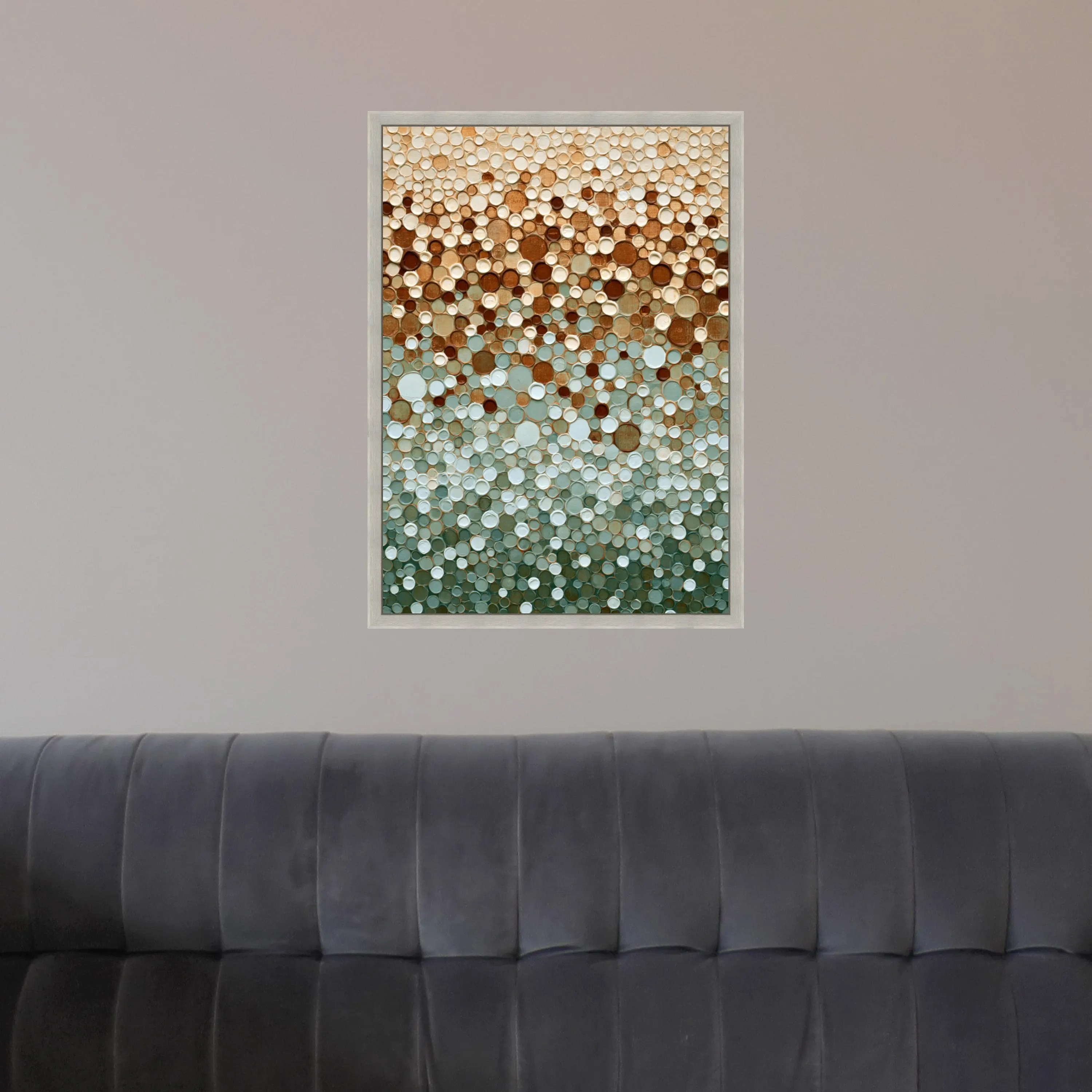 Earth Tone Circles Canvas Wall Art, Abstract Geometric Pattern, Modern Home Decoration, Brown Blue Beige Canvas Art - image 2