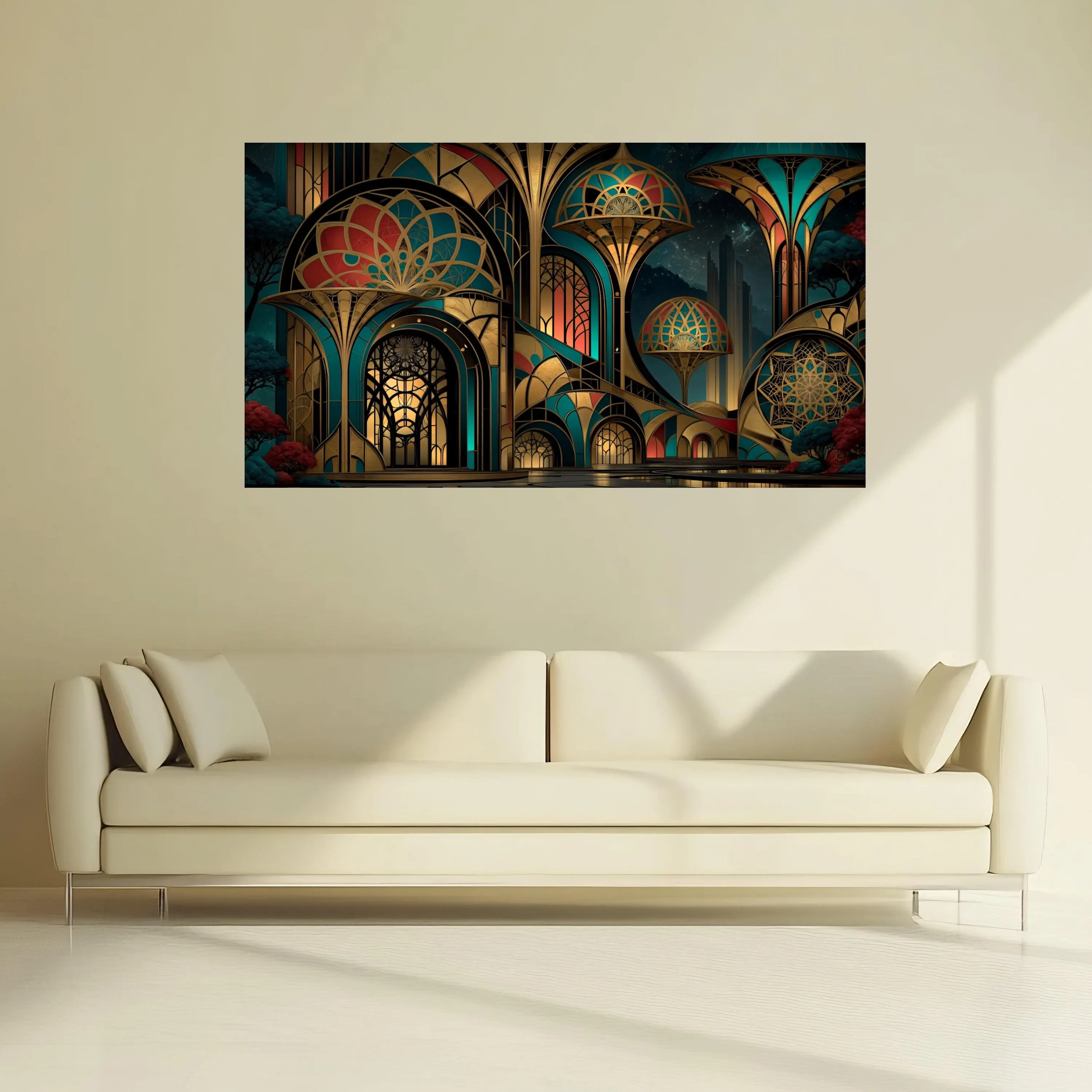Art Deco Architecture Canvas, Geometric Pattern Wall Art, Elegant Modern Home Decor, Luxury Design Canvas, Unique Indoor Decoration - image 4