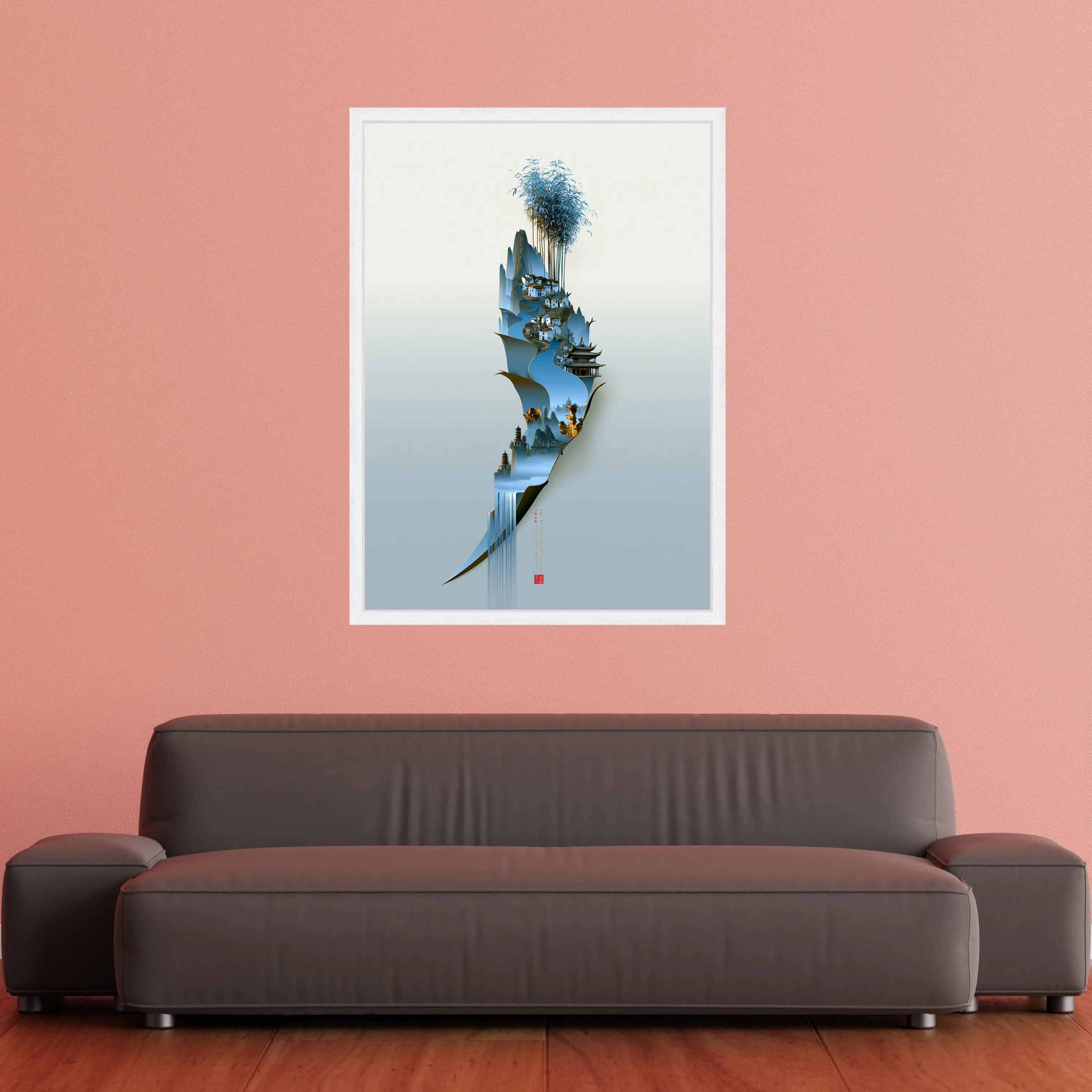 Tranquil Bamboo River Scene, Asian Landscape Canvas, Minimalist Home Decor, Zen Wall Art, Asian Village Canvas Design, Nature Decoration - image 5