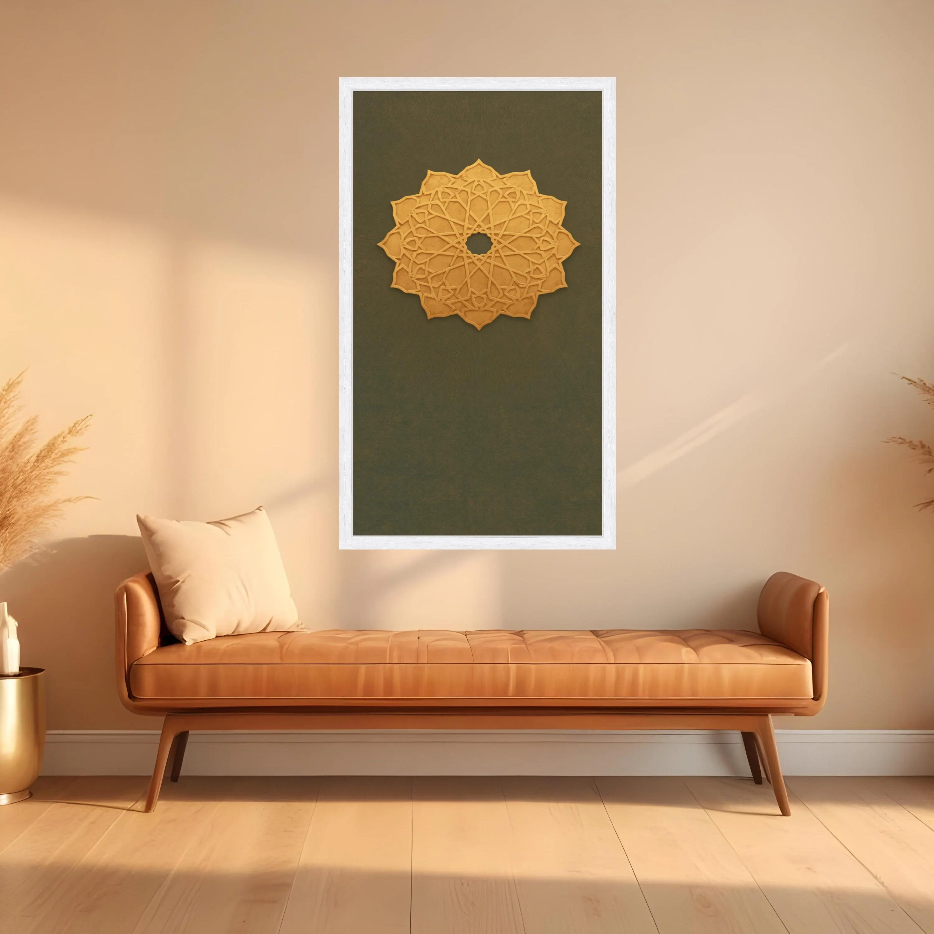 Golden Mandala Design Canvas, Geometric Wall Art, Abstract Pattern Decoration, Modern Home Canvas, Ready to Hang Artwork - image 5