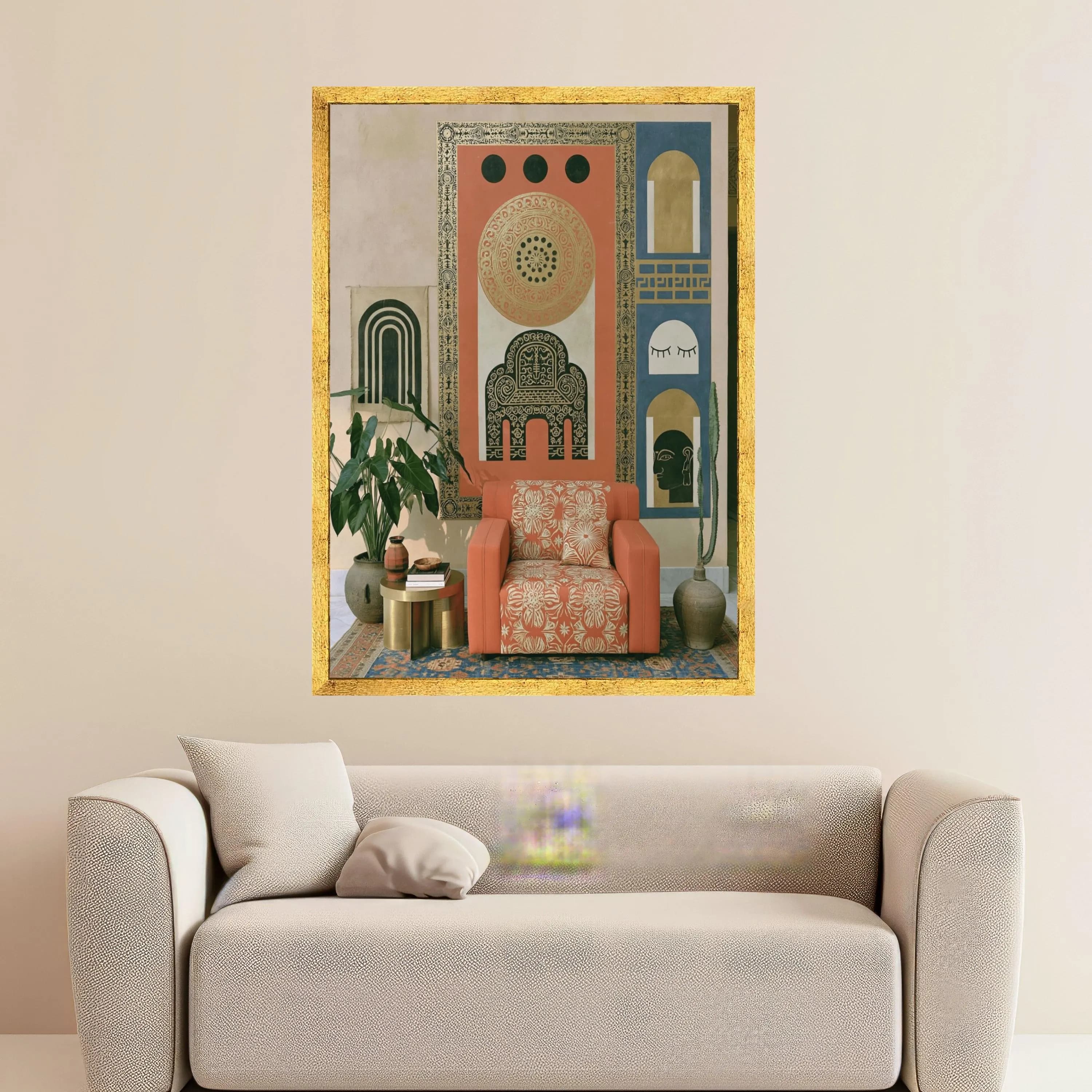Abstract Tribal Symbols Canvas Wall Art, Boho Modern Geometric Design, Ethnic Pattern Home Decor, Large Wall Hanging Decoration - image 5