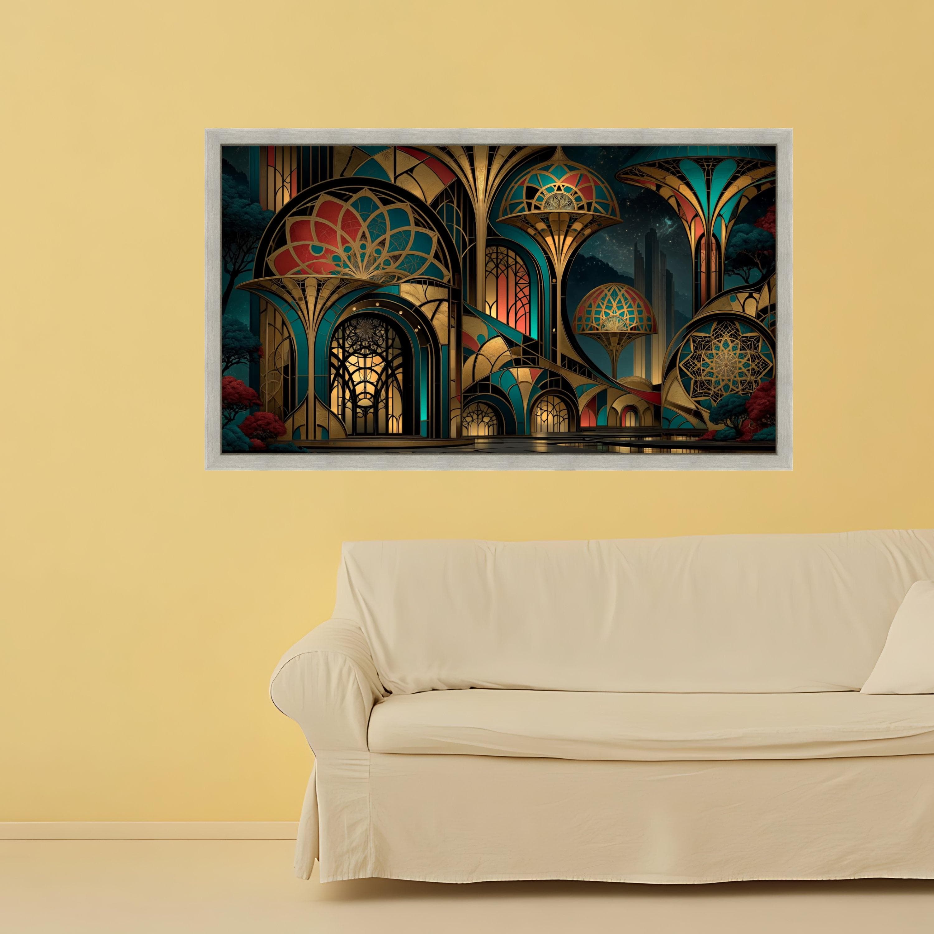 Art Deco Architecture Canvas, Geometric Pattern Wall Art, Elegant Modern Home Decor, Luxury Design Canvas, Unique Indoor Decoration - image 5