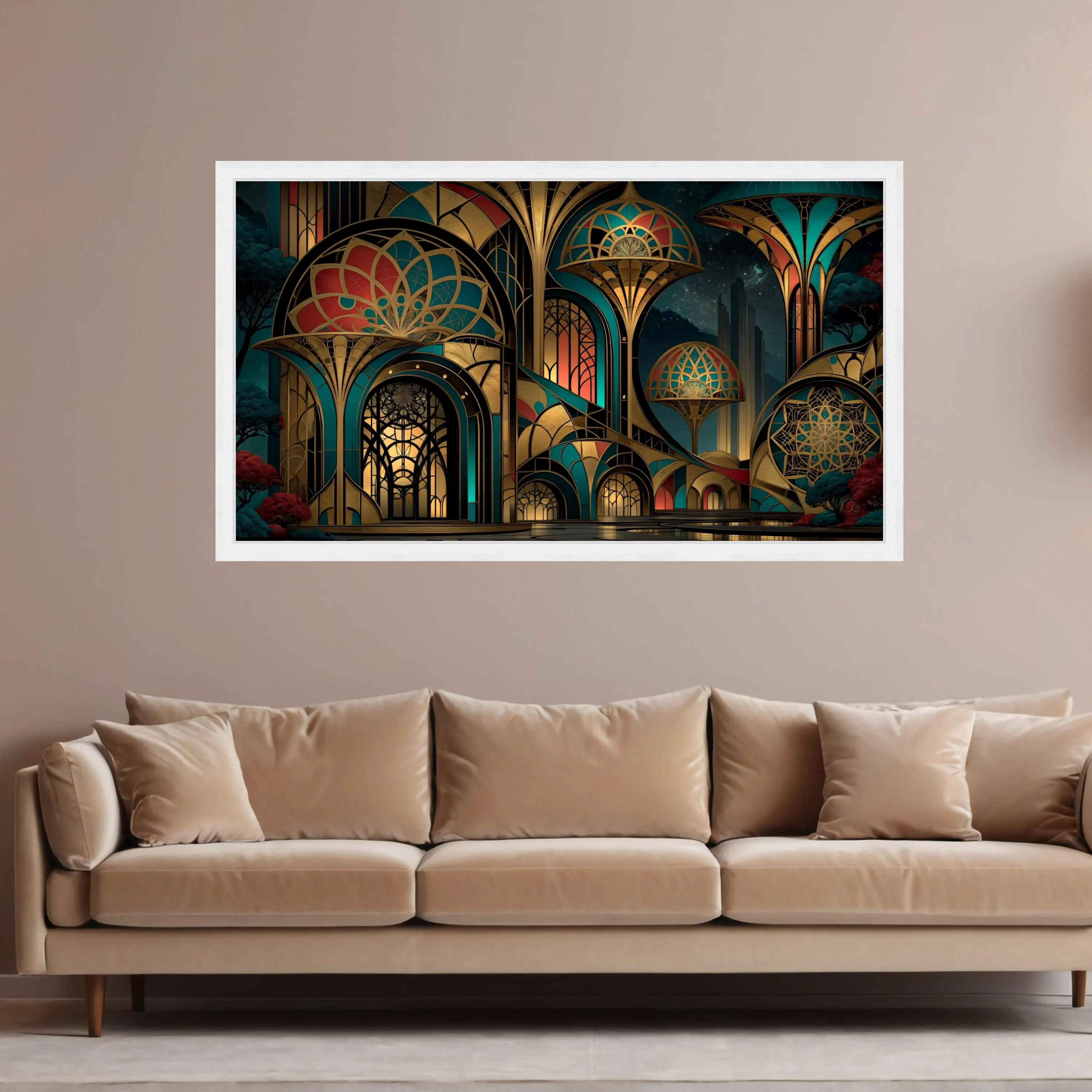 Art Deco Architecture Canvas, Geometric Pattern Wall Art, Elegant Modern Home Decor, Luxury Design Canvas, Unique Indoor Decoration - image 3