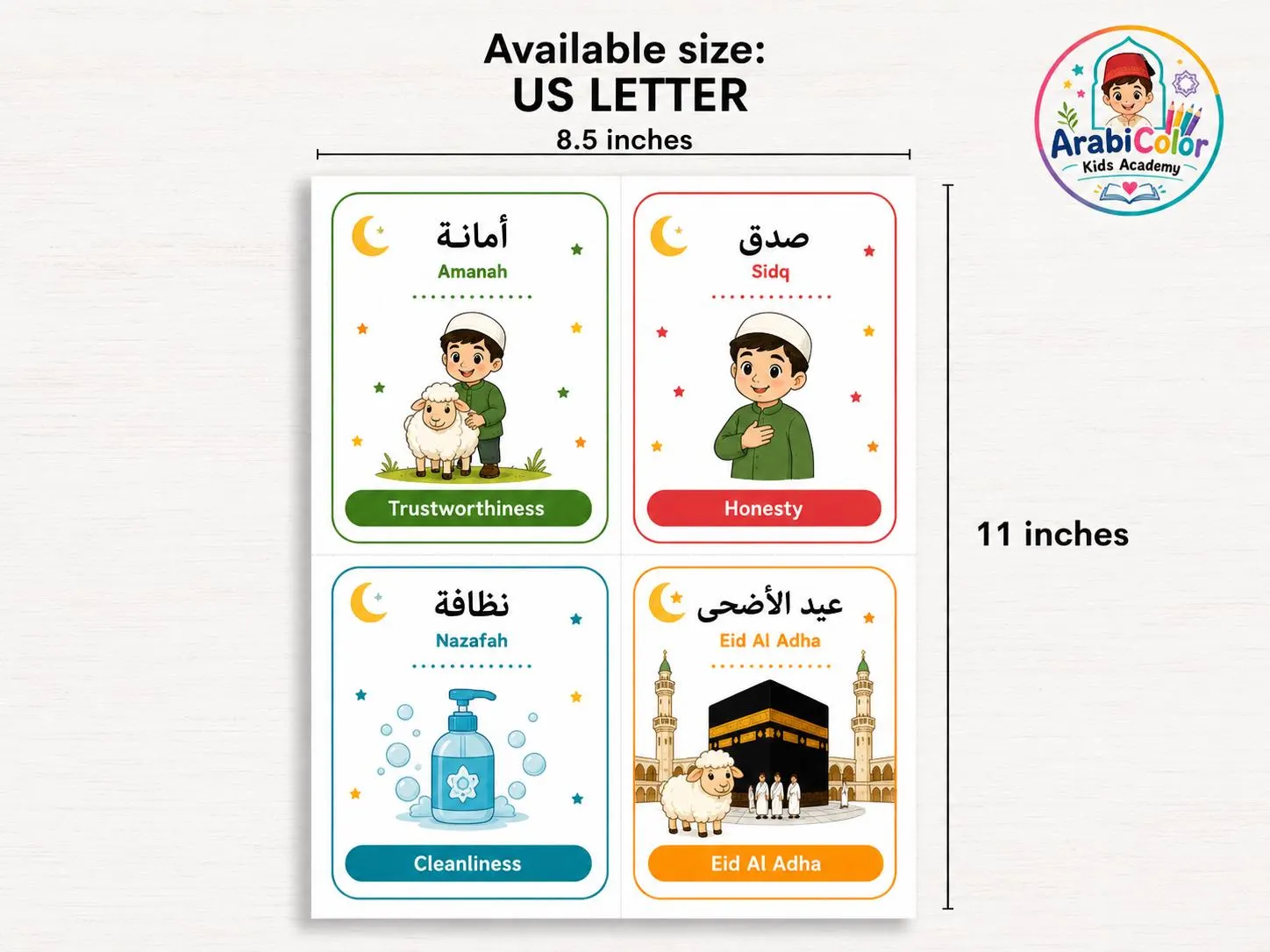 32 Eid Al Adha Flashcards Printable | Arabic English Islamic Cards for Kids - image 5