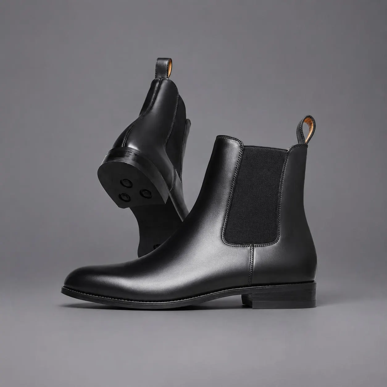 Men's Black Calf Leather Chelsea Boots – Handmade Ankle Dress Boots – Genuine Leather Slip On Boots – Classic Formal Chelsea Footwear