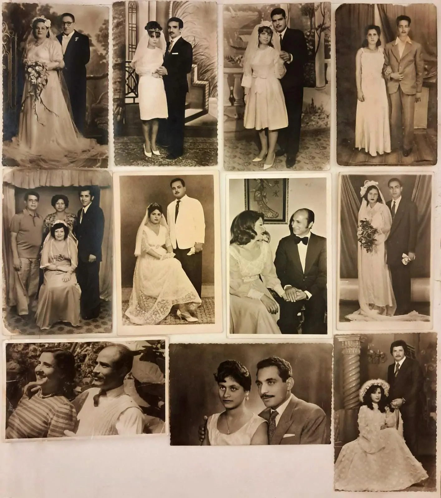 One Lot of 11 Photos of Egyptian couples from different times in history