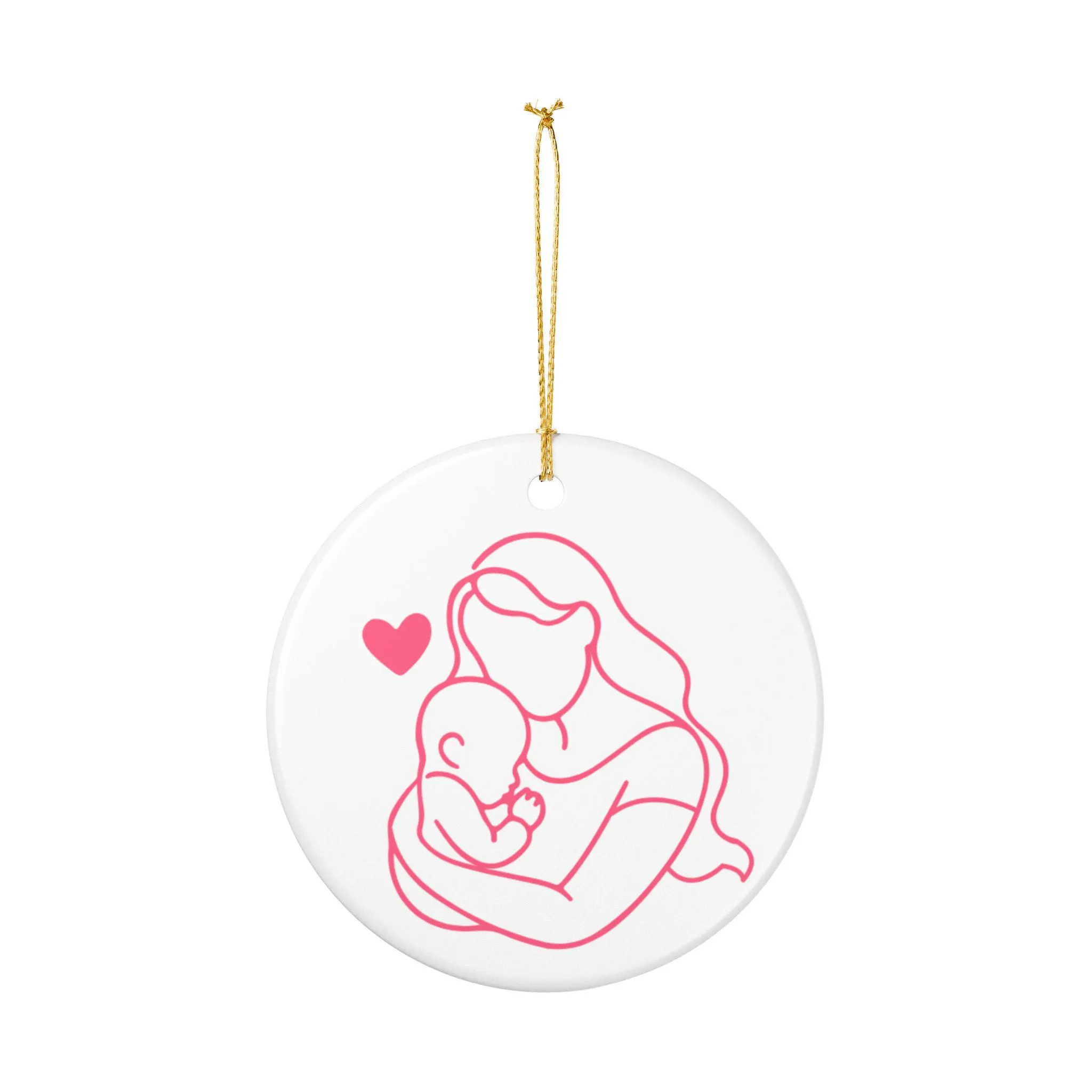 Ceramic Mother Child Line Art Ornament | Keepsake Gift for New Mom - image 5