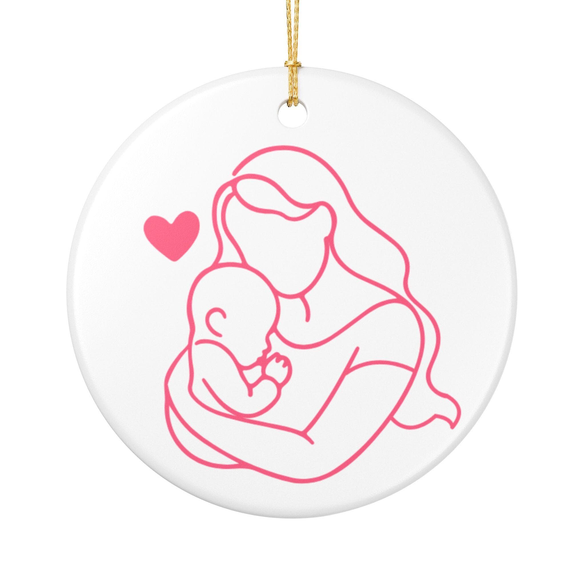 Ceramic Mother Child Line Art Ornament | Keepsake Gift for New Mom - image 3